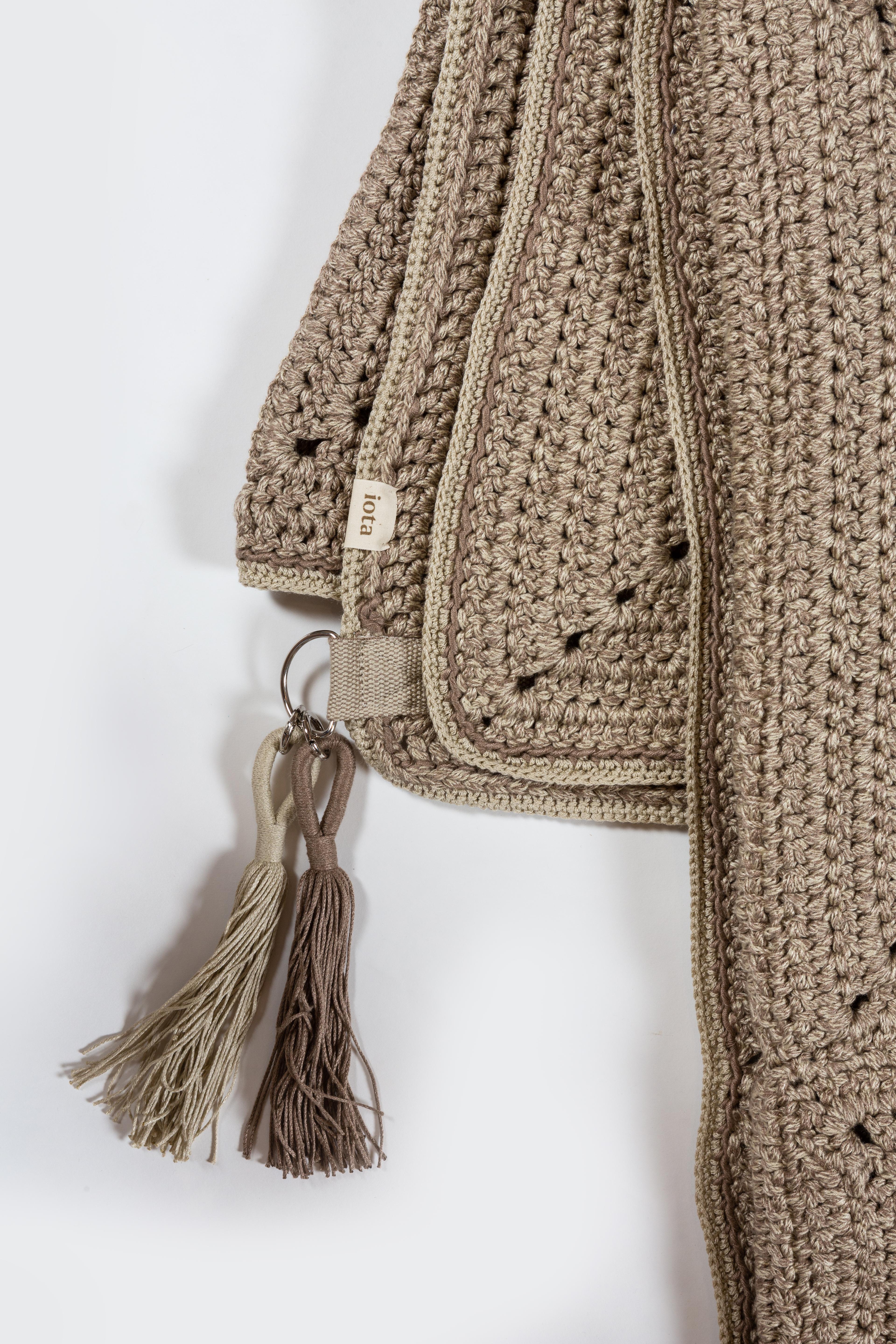 21st Century Asian Brown Beige Outdoor Indoor 200X200 cm Handmade Crochet Rug 9