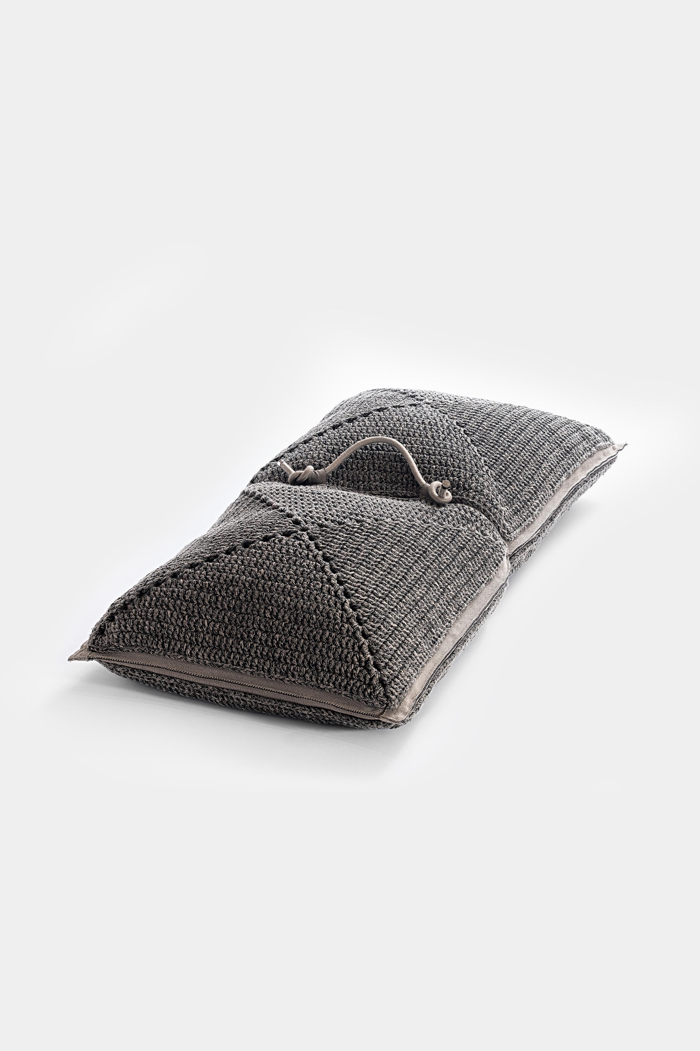 21st Century Asian Brown Black Outdoor Indoor Handmade Floor Cushion