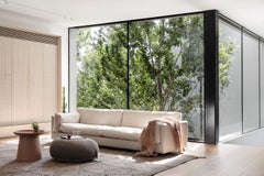 21st Century Asian Brown Black Outdoor Indoor Handmade Round Pouf