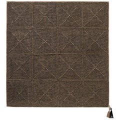 21st Century Asian Brown Black Outdoor Indoor Medium Rug Handmade Crochet Rug