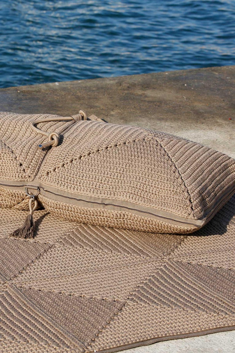 21st Century Asian Cacao Brown Outdoor Indoor Handmade Floor Cushion