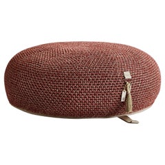 21st Century Asian Clay Outdoor Indoor Handmade Round Pouf