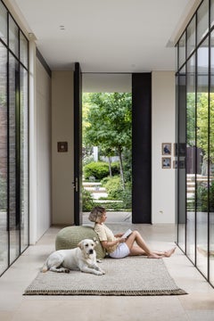 Puf Asiático del Siglo XXI Verde Oliva Hecho a Mano para Exteriores e Interiores