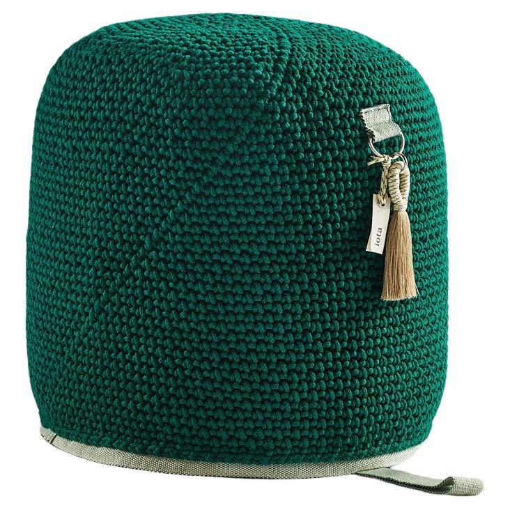 21st Century Asian Green Outdoor-Indoor Handmade Single Seat Pouf For Sale