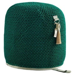 21st Century Asian Green Outdoor-Indoor Handmade Single Seat Pouf