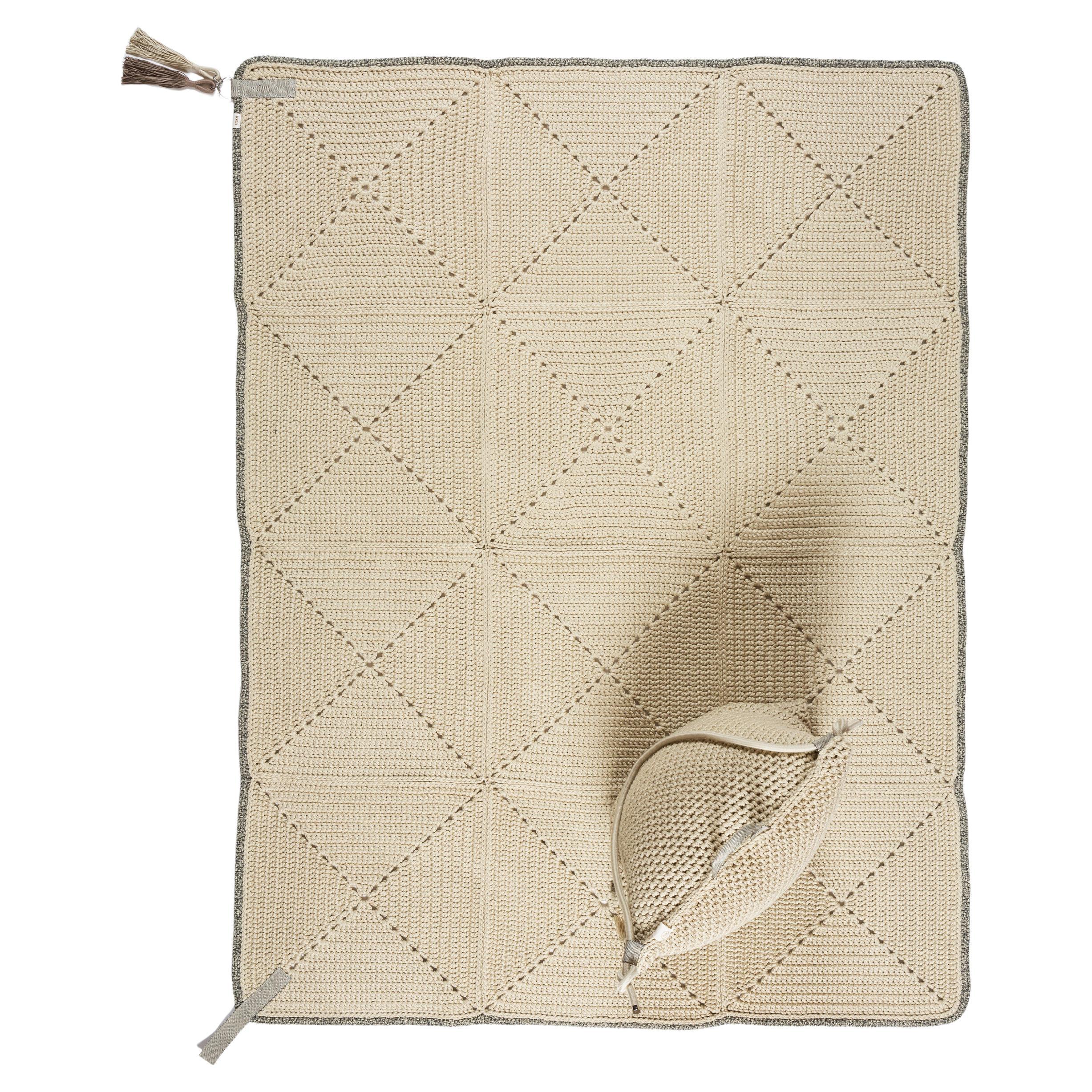 21ème siècle Asian Natural Cream Outdoor Indoor 150x200 cm Handmade Crochet Rug