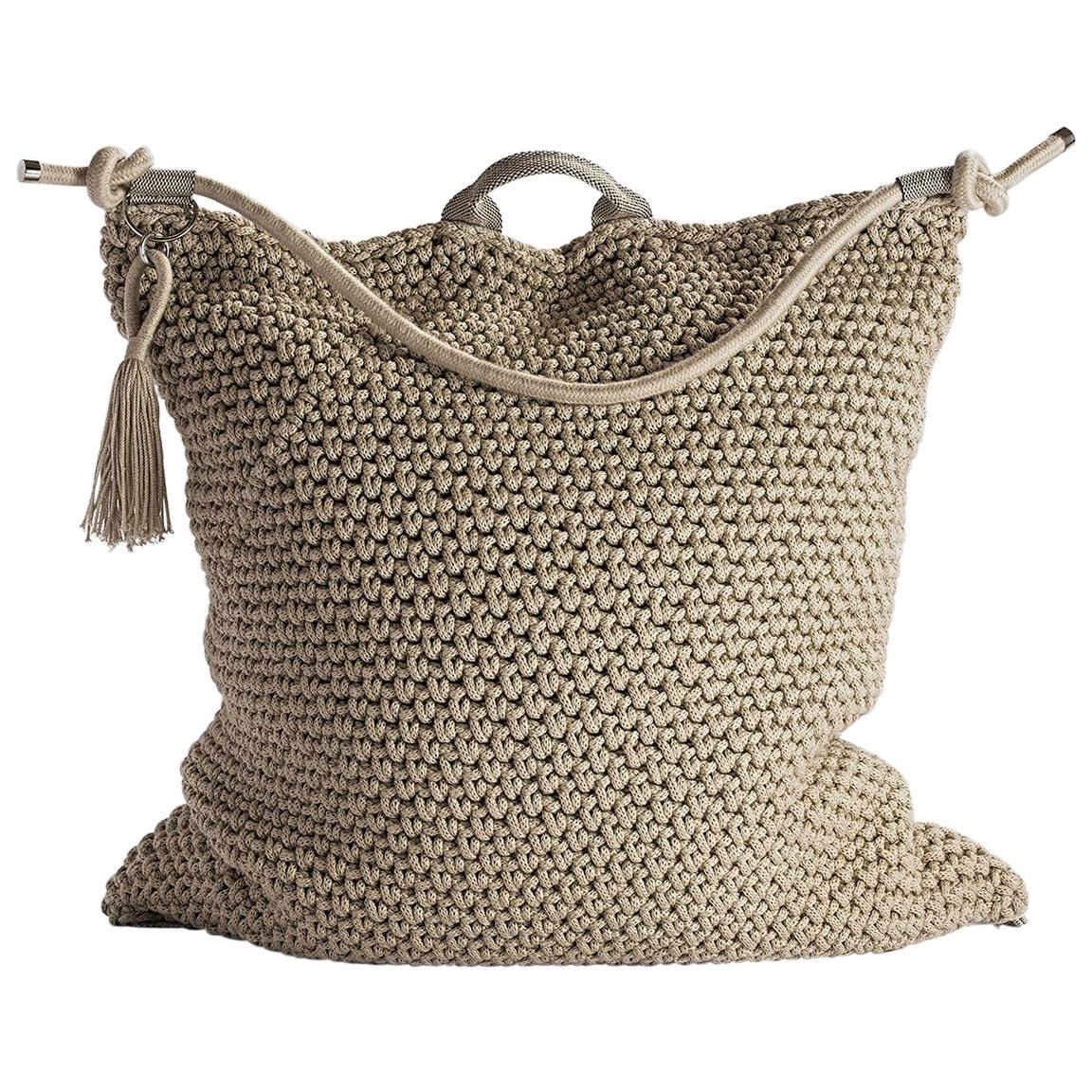 21st Century Asian Natural Cream Outdoor Indoor Handmade Bag Cushion For Sale