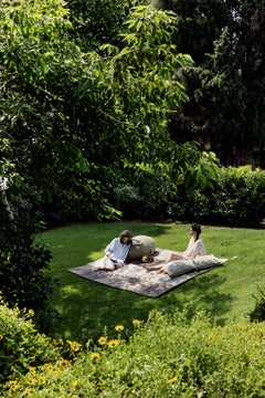 21st Century Asian Natural Cream Outdoor Indoor Handmade Floor Cushion