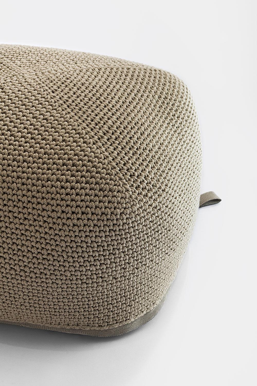 Contemporary 21st Century Asian Natural Cream Outdoor Indoor Handmade Pouf For Sale