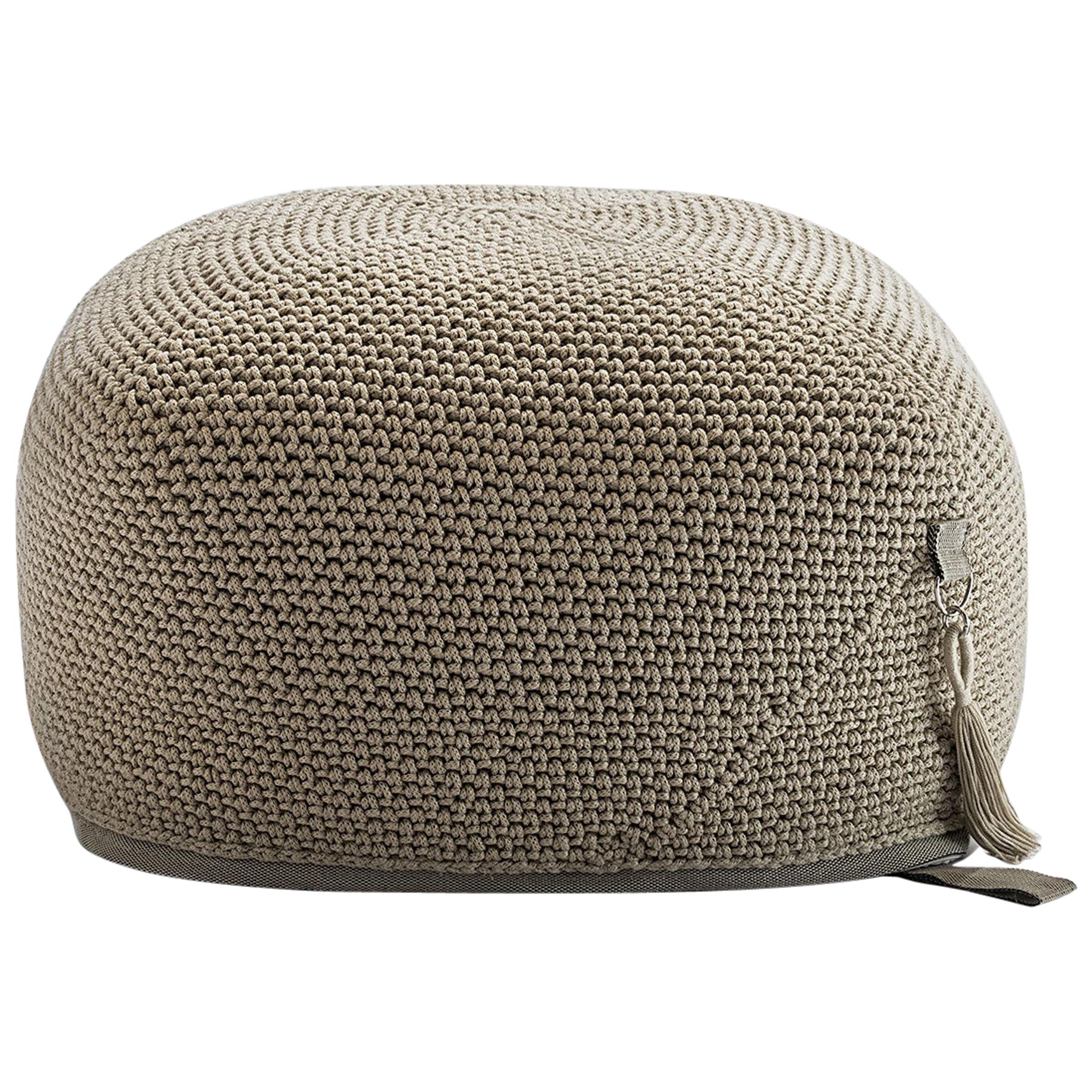 21st Century Asian Natural Cream Outdoor Indoor Handmade Pouf For Sale