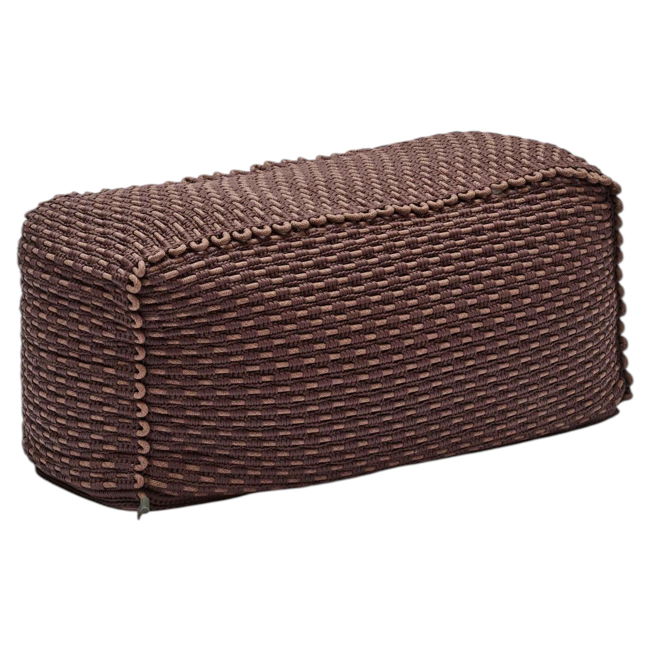 Pouf a forma di panca in corda per interni ed esterni "21st Century Asian" - Marrone cioccolato in vendita