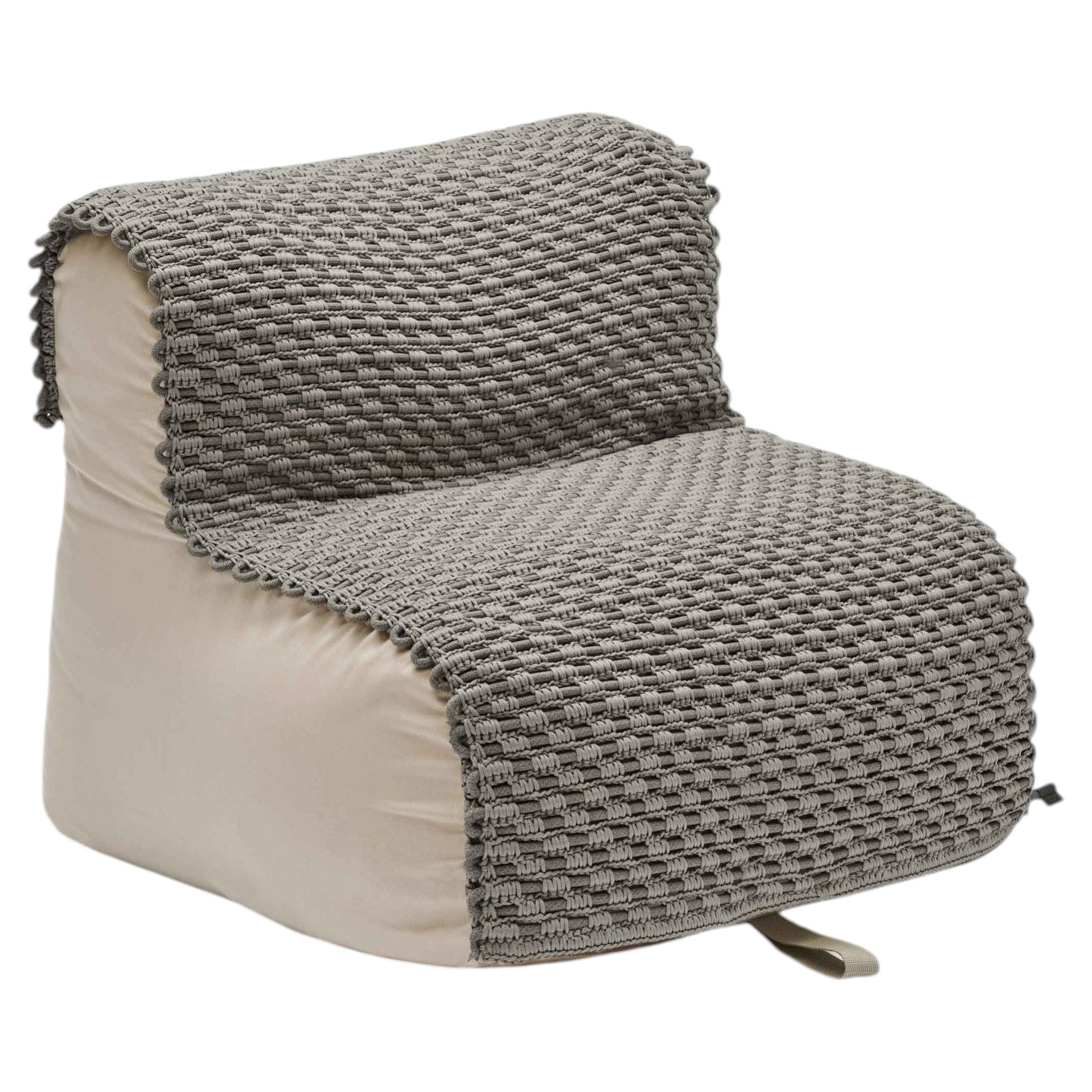 Pouf a forma di sedia in corda per interni ed esterni "21st Century Asian" - Grigio ciottolo