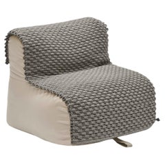 21st Century Asian Outdoor Indoor Rope Chair Pouf - Pebble Grey