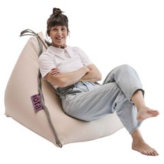 21st Century Asian Outdoor- und Indoor-Seil-Kontur-Dreieck-Sitzkissen – Kieselgrau