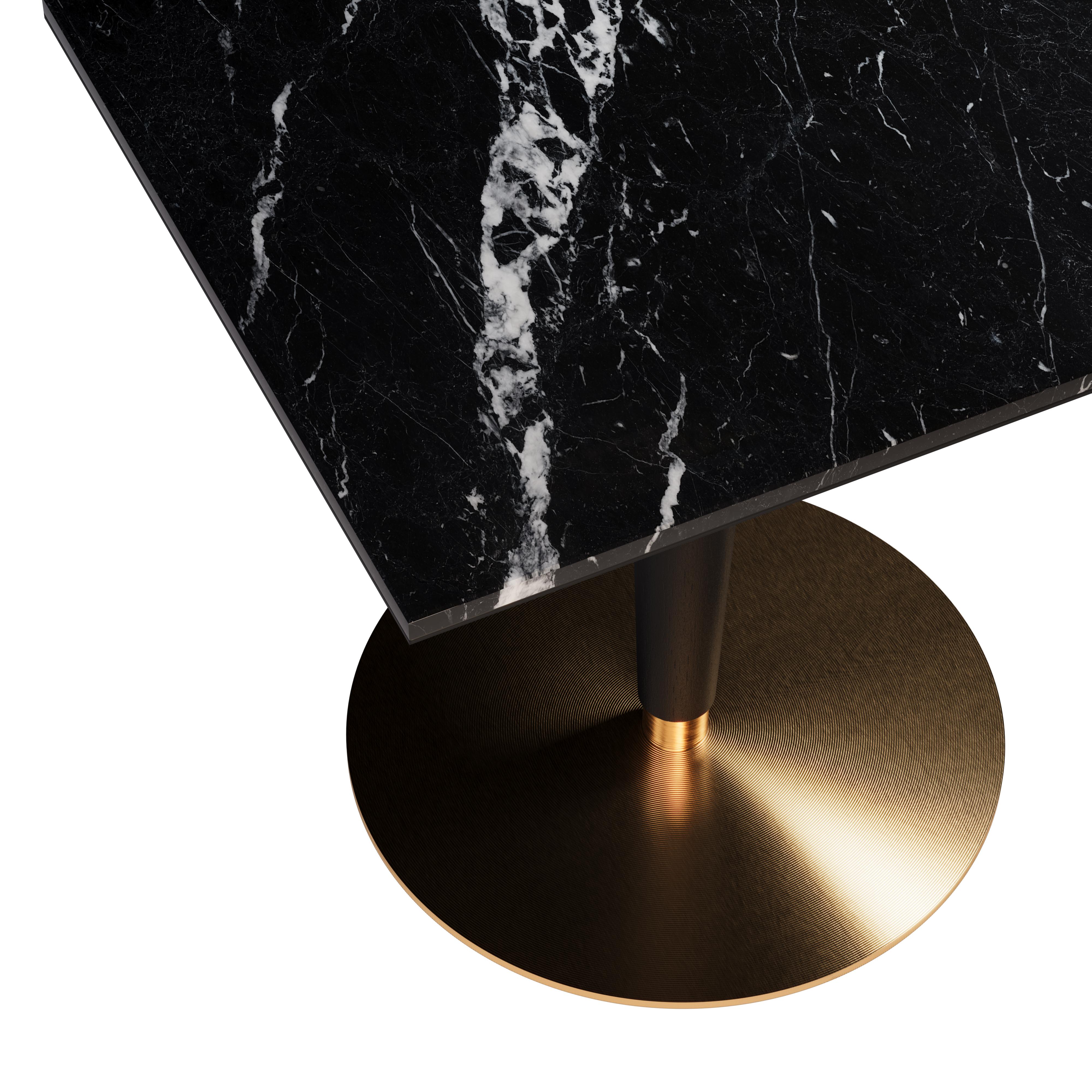 Contemporary 21st Century Atlanta Dining Table Nero Marquina Black Lacquer Aged Brushed Brass For Sale
