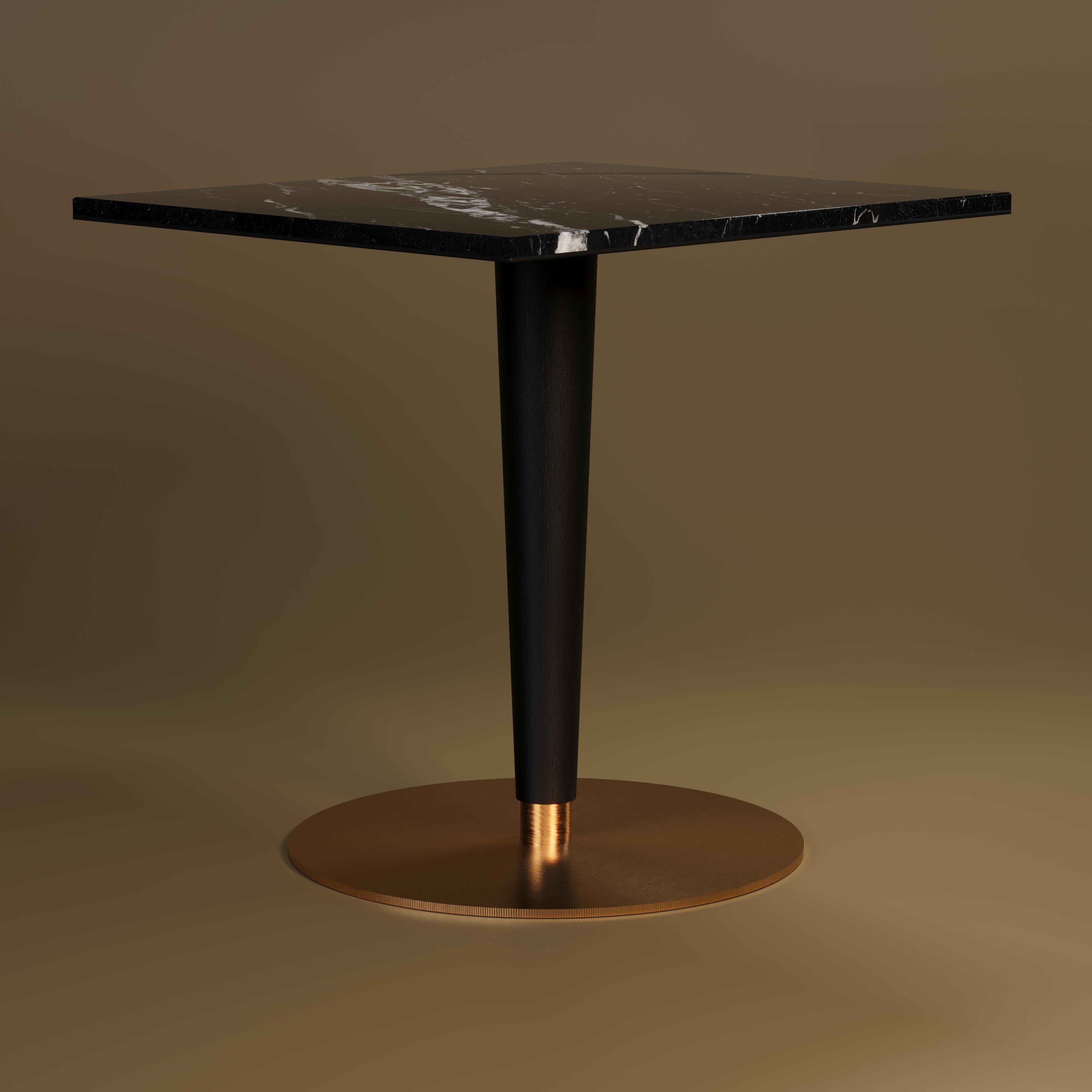 21st Century Atlanta Dining Table Nero Marquina Black Lacquer Aged Brushed Brass For Sale 2