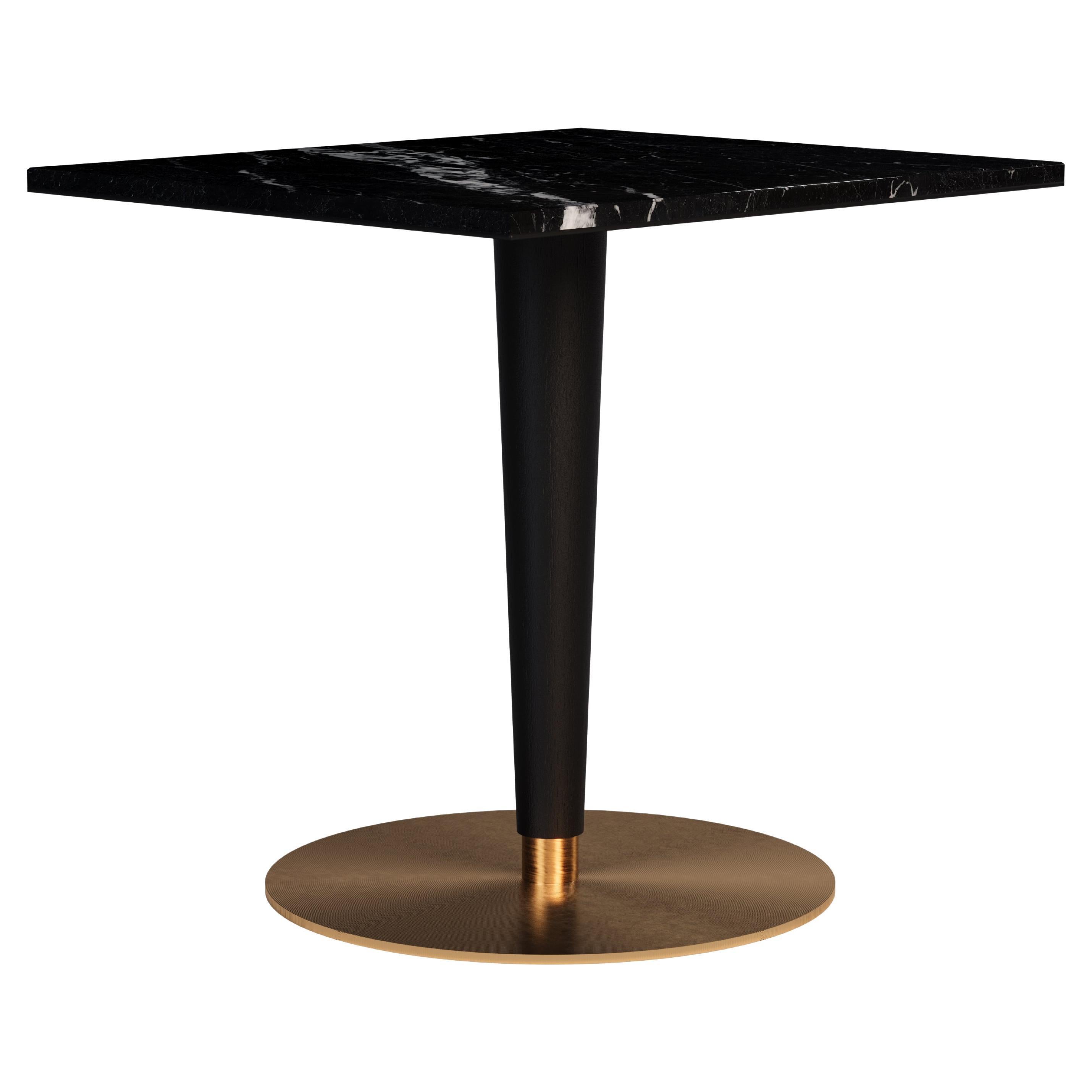 21st Century Atlanta Dining Table Nero Marquina Black Lacquer Aged Brushed Brass For Sale