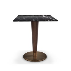 21st Century Atlanta Dining Table Nero Marquina Walnut Wood Aged Brushed Brass