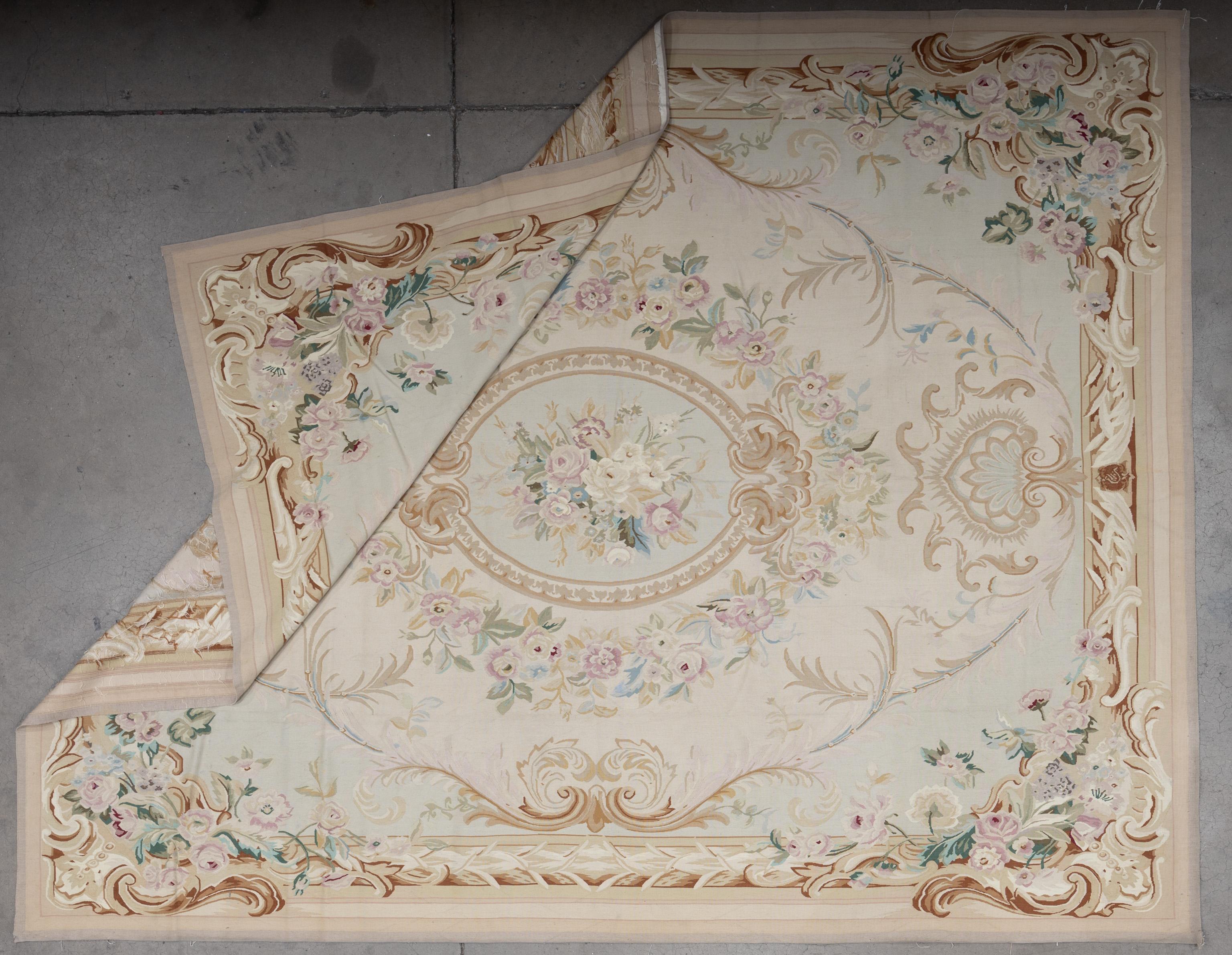 Hand-Woven 21st Century Aubusson Rug For Sale