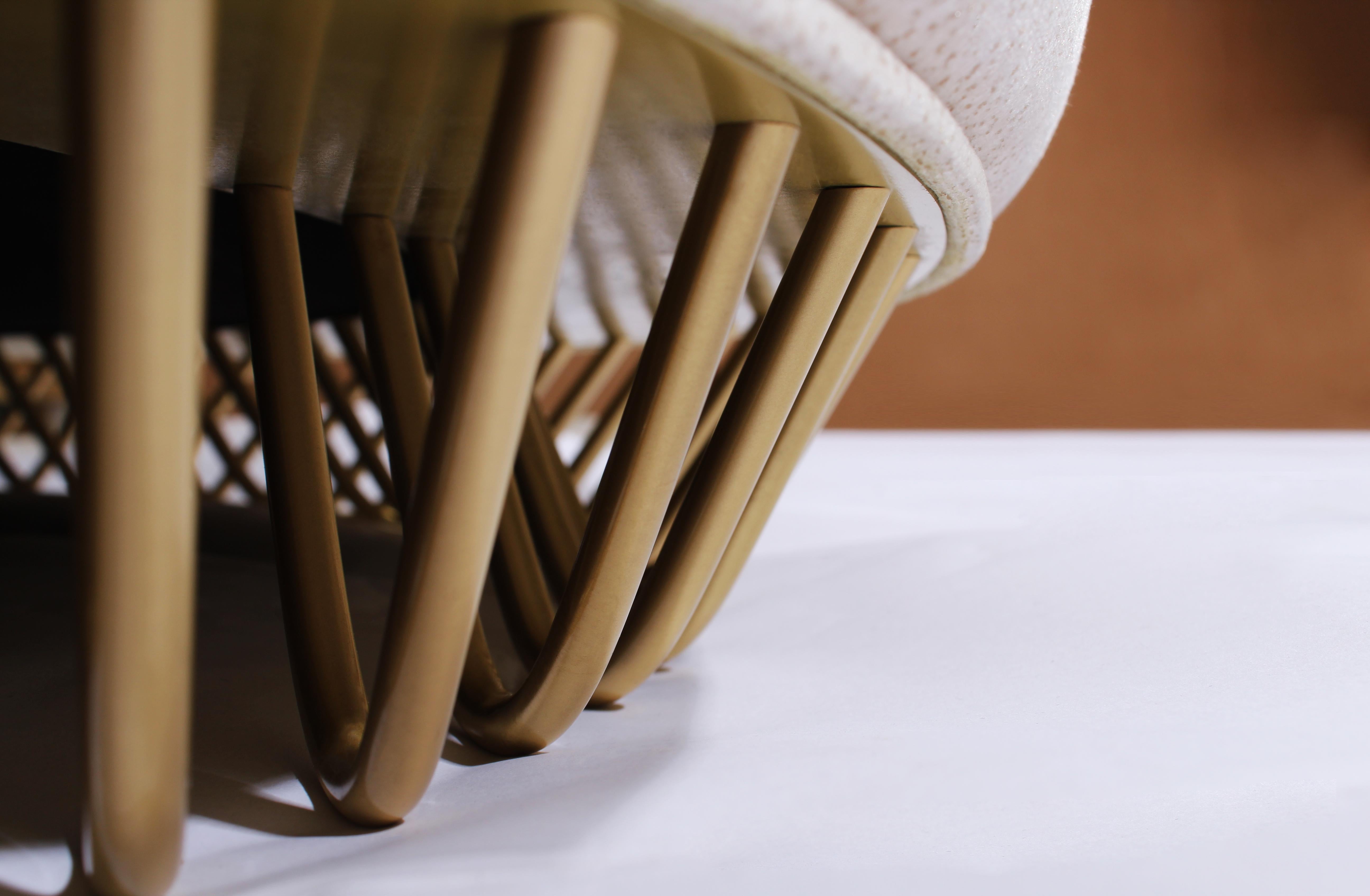 21st Century Audrey Stool Cotton Velvet Brass Made in Portugal by Ottiu For Sale 3