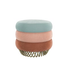 Tabouret Audrey du 21e siècle en coton velours laiton fabriqué au Portugal par Ottiu