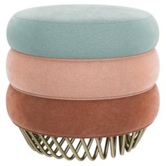 Tabouret Audrey du 21e siècle en coton velours laiton fabriqué au Portugal par Ottiu