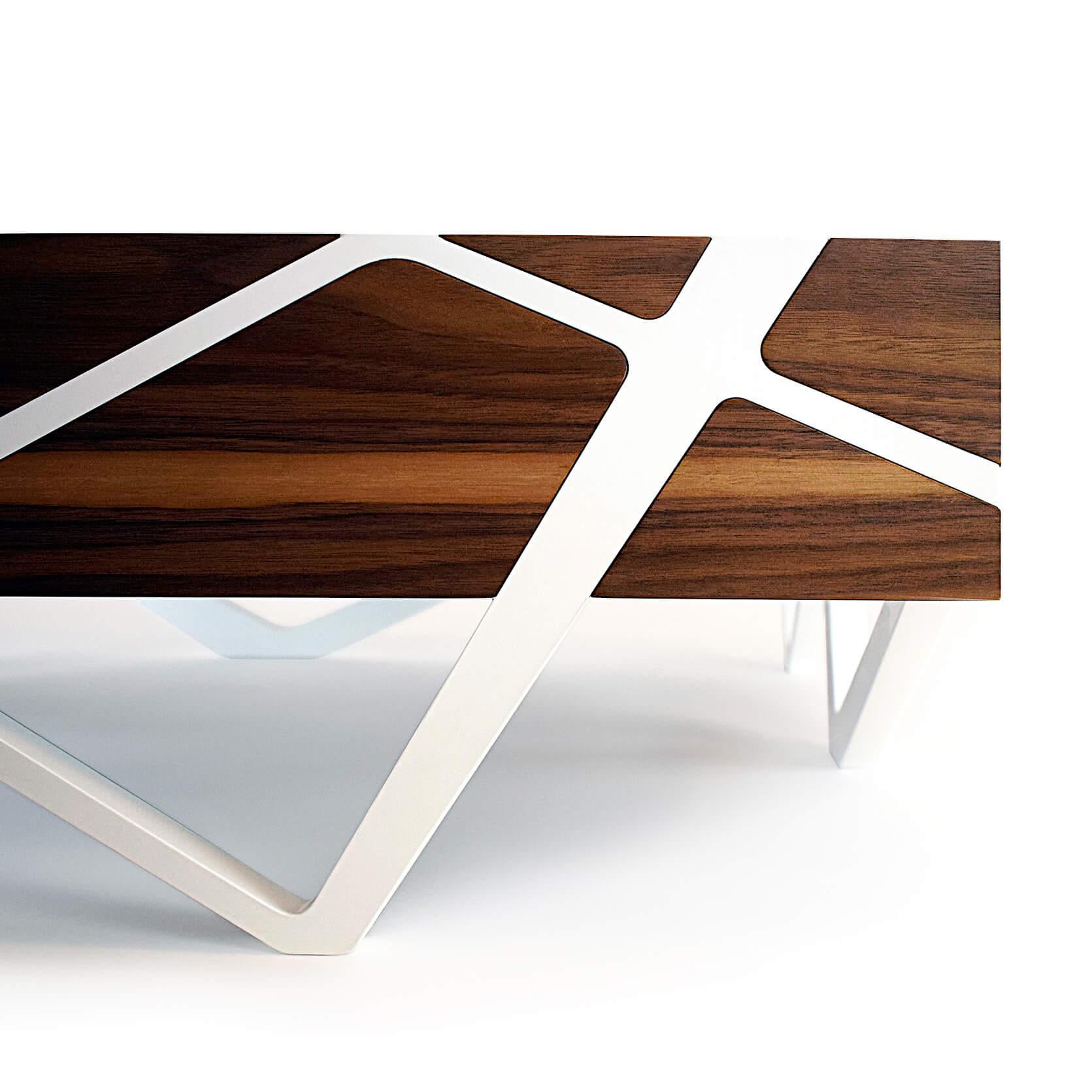 Organic Modern Accent Square Center Coffee Table Walnut Wood White Lacquer (table basse carrée d'accent) en vente 2