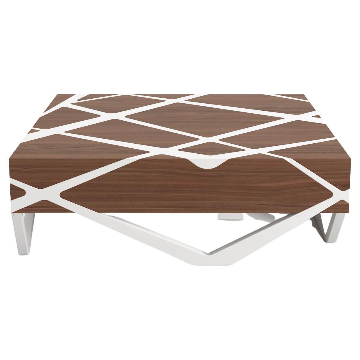 21st Century Award-Winning Center Coffee Table Roots in Walnut and White Lacquer