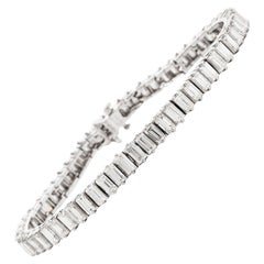 21st Century Baguette Diamond Platinum Tennis Line Bracelet