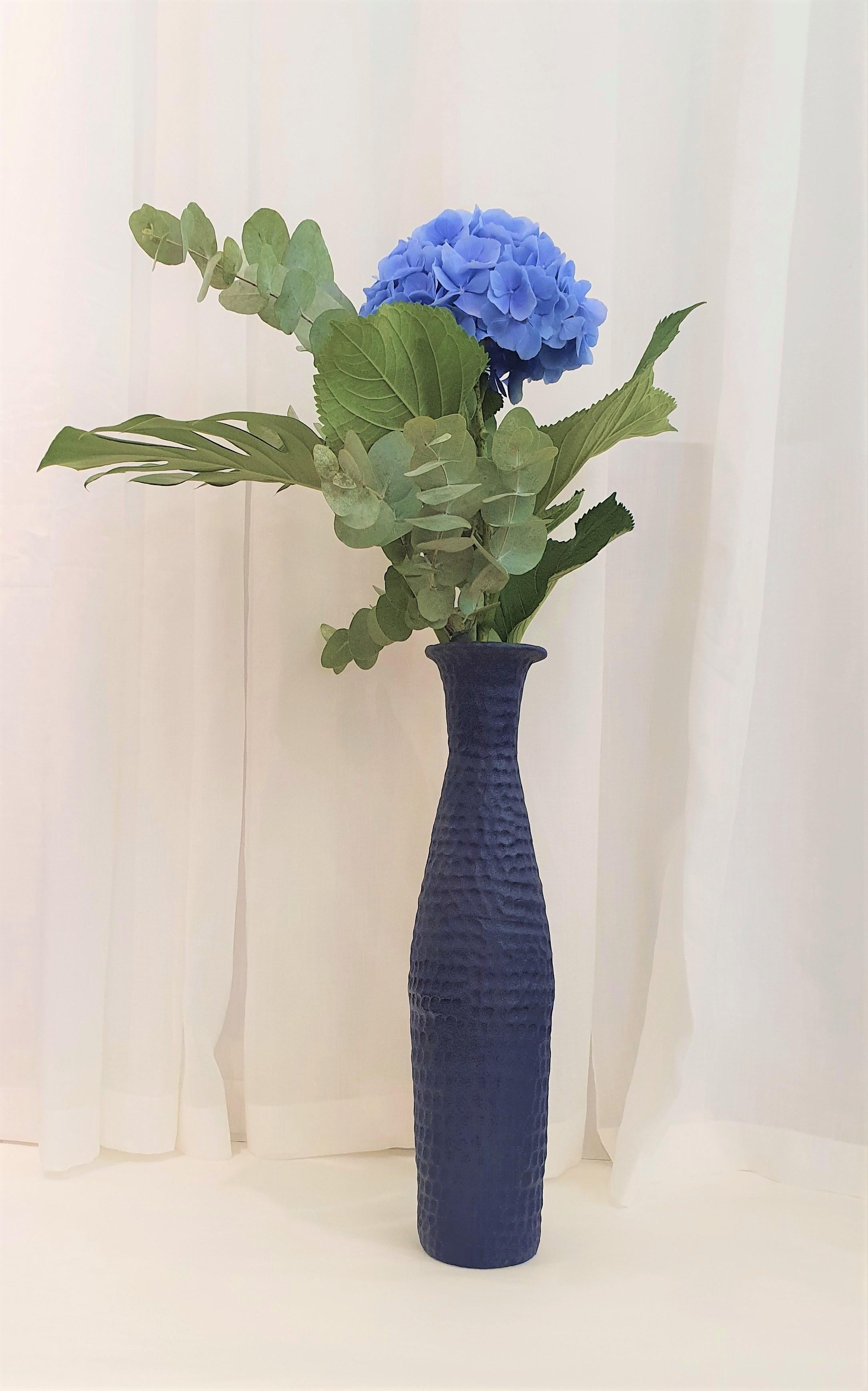 Enameled 21st Century Baltic Blue Matt Vase by Ceramica Gatti, designer A. Anastasio For Sale