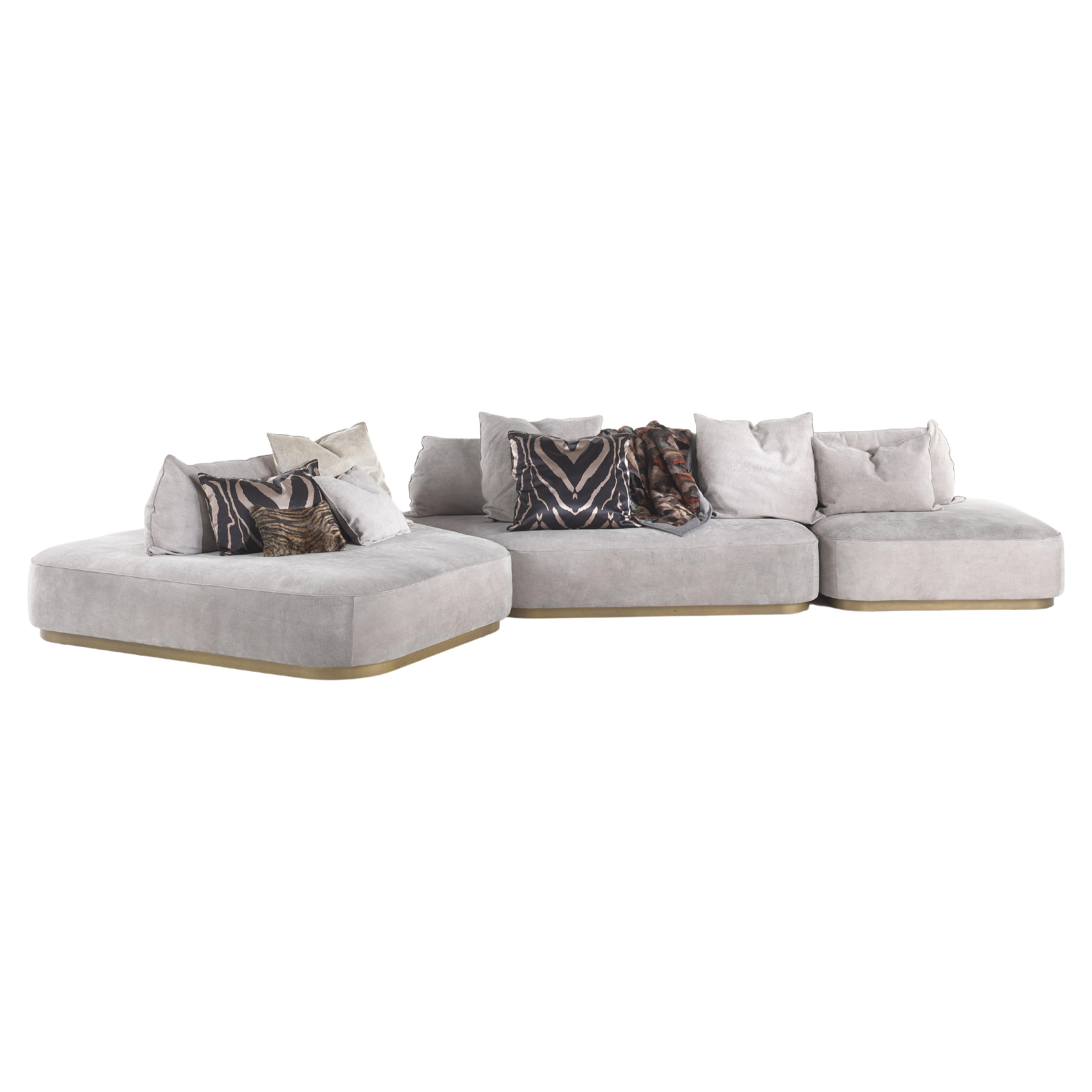 21st Century Baltimora Modular Sofa in Leather by Roberto Cavalli Home Interiors For Sale