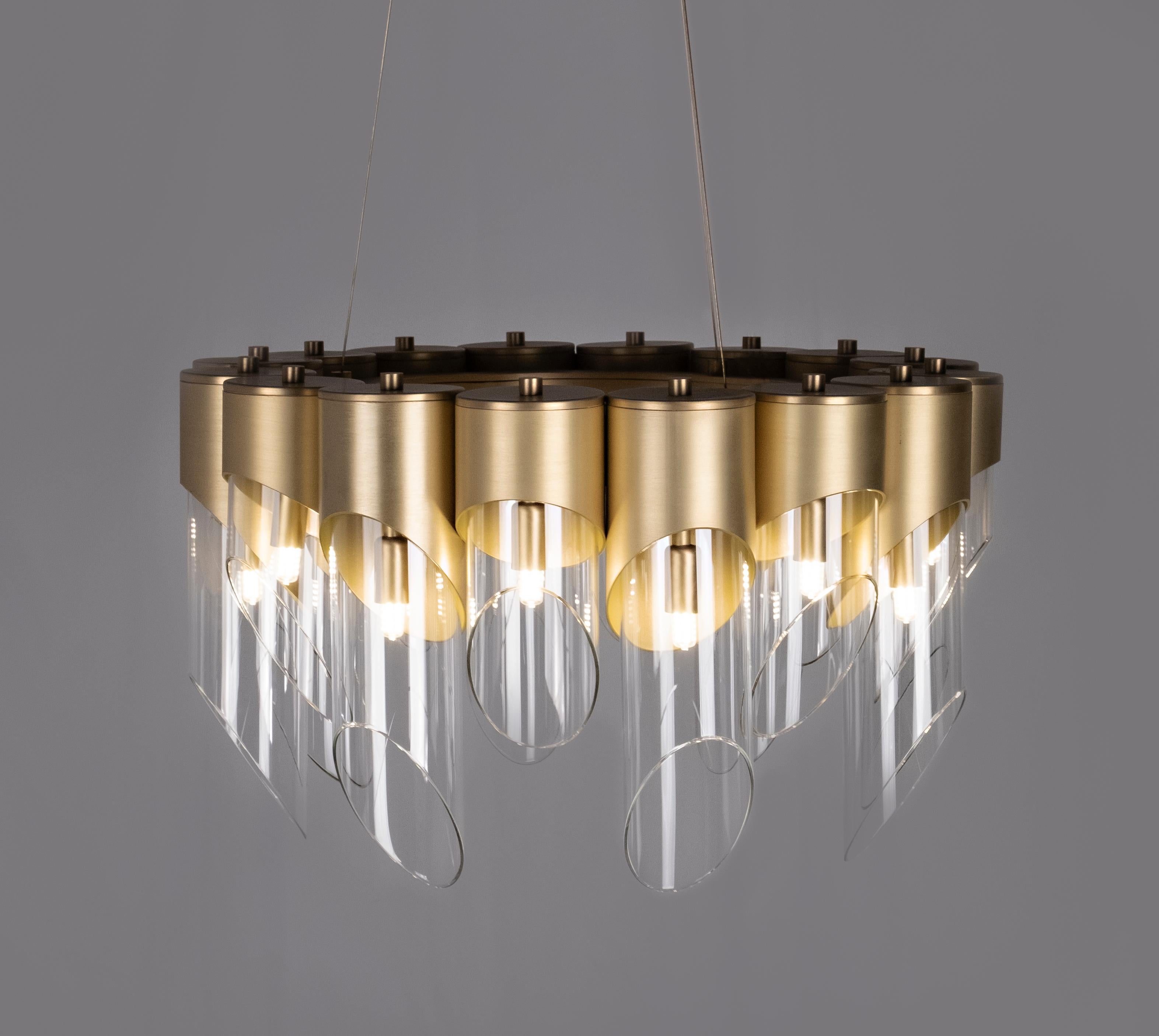 21st Century Bamboo II Suspension Lamp Brass Glass  by Creativemary For Sale 5