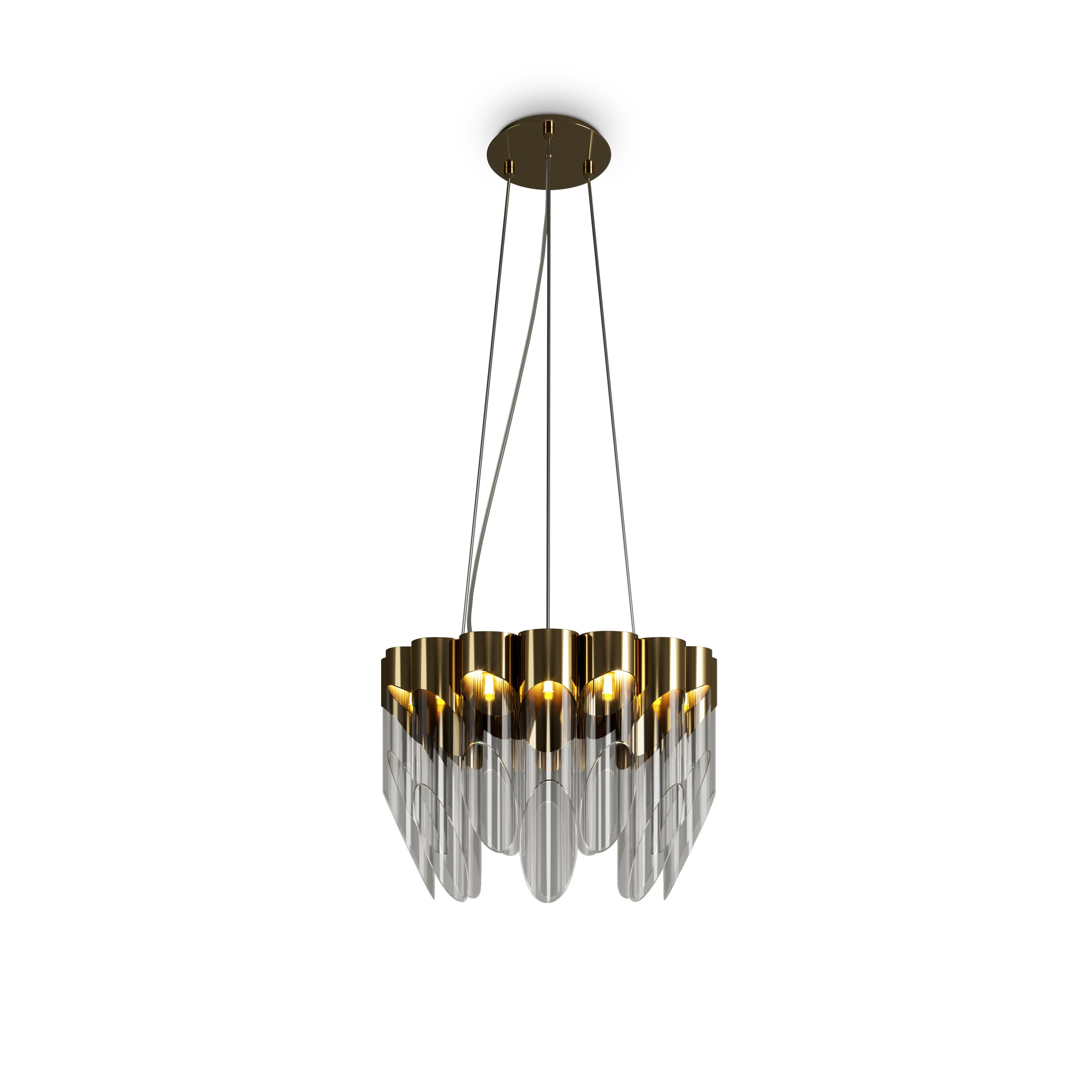 Portuguese 21st Century Bamboo II Suspension Lamp Brass Glass  by Creativemary For Sale
