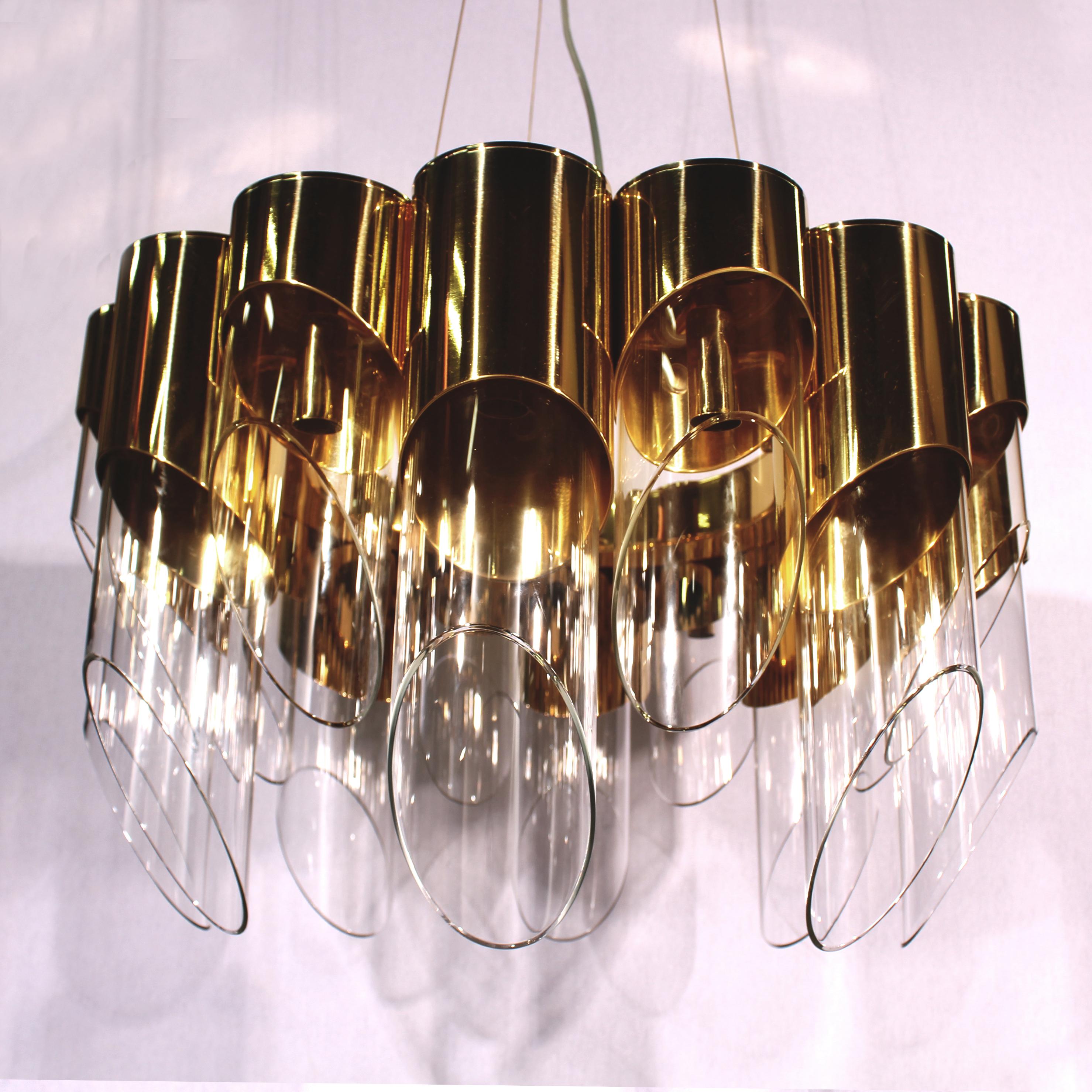 21st Century Bamboo II Suspension Lamp Brass Glass  by Creativemary For Sale 1