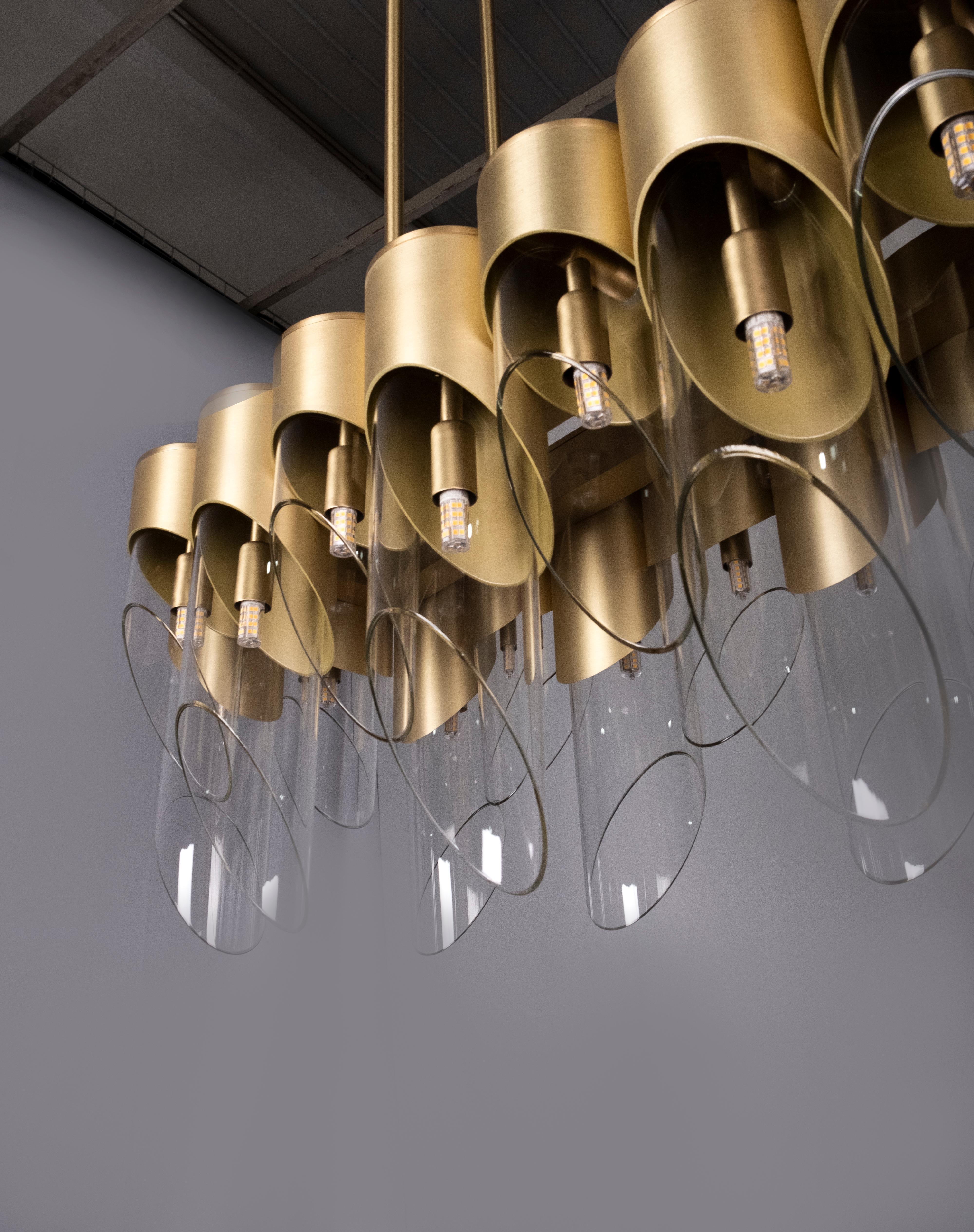 21st Century Bamboo III Suspension Lamp Brass Glass  by Creativemary For Sale 5