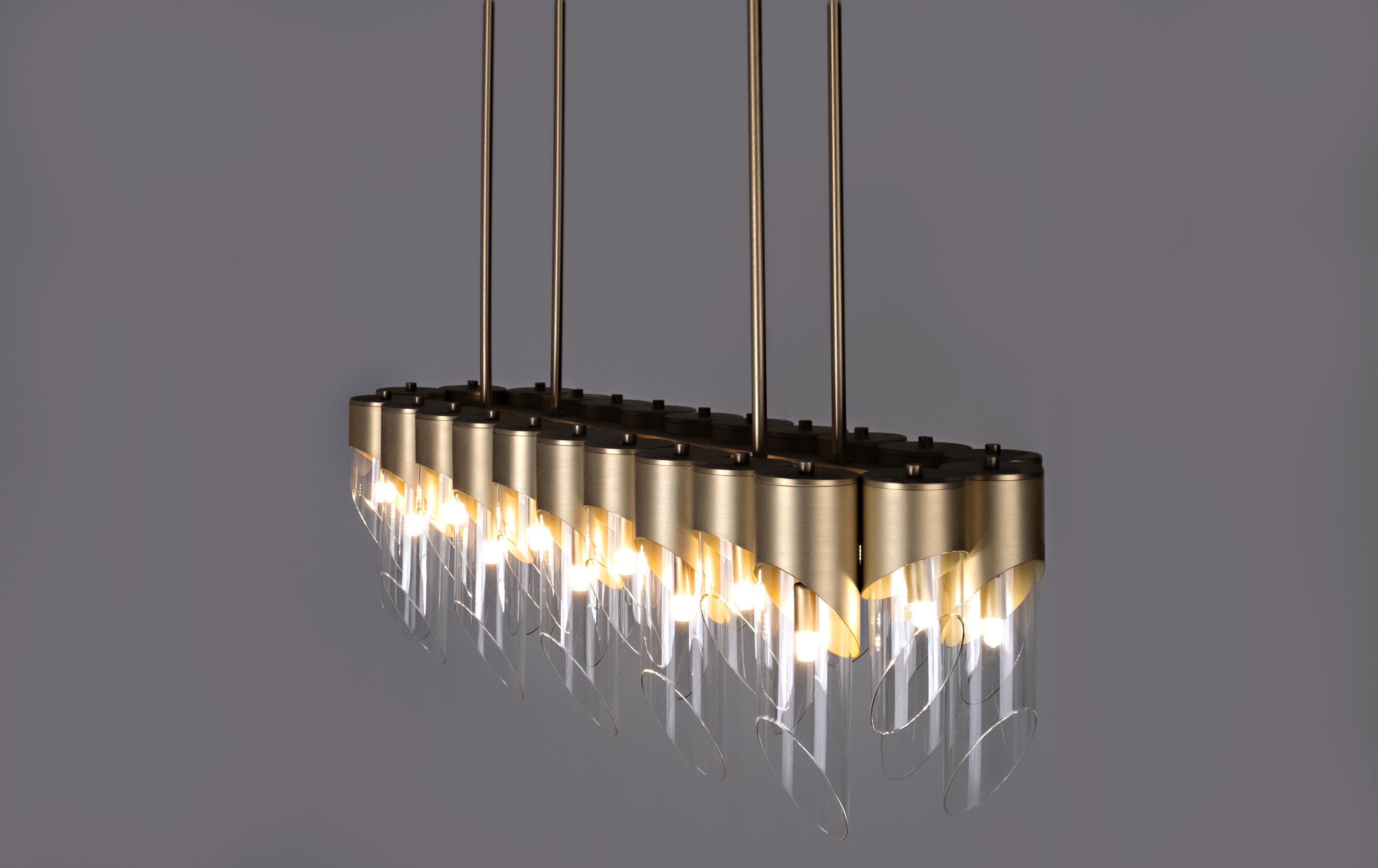 21st Century Bamboo III Suspension Lamp Brass Glass  by Creativemary For Sale 8