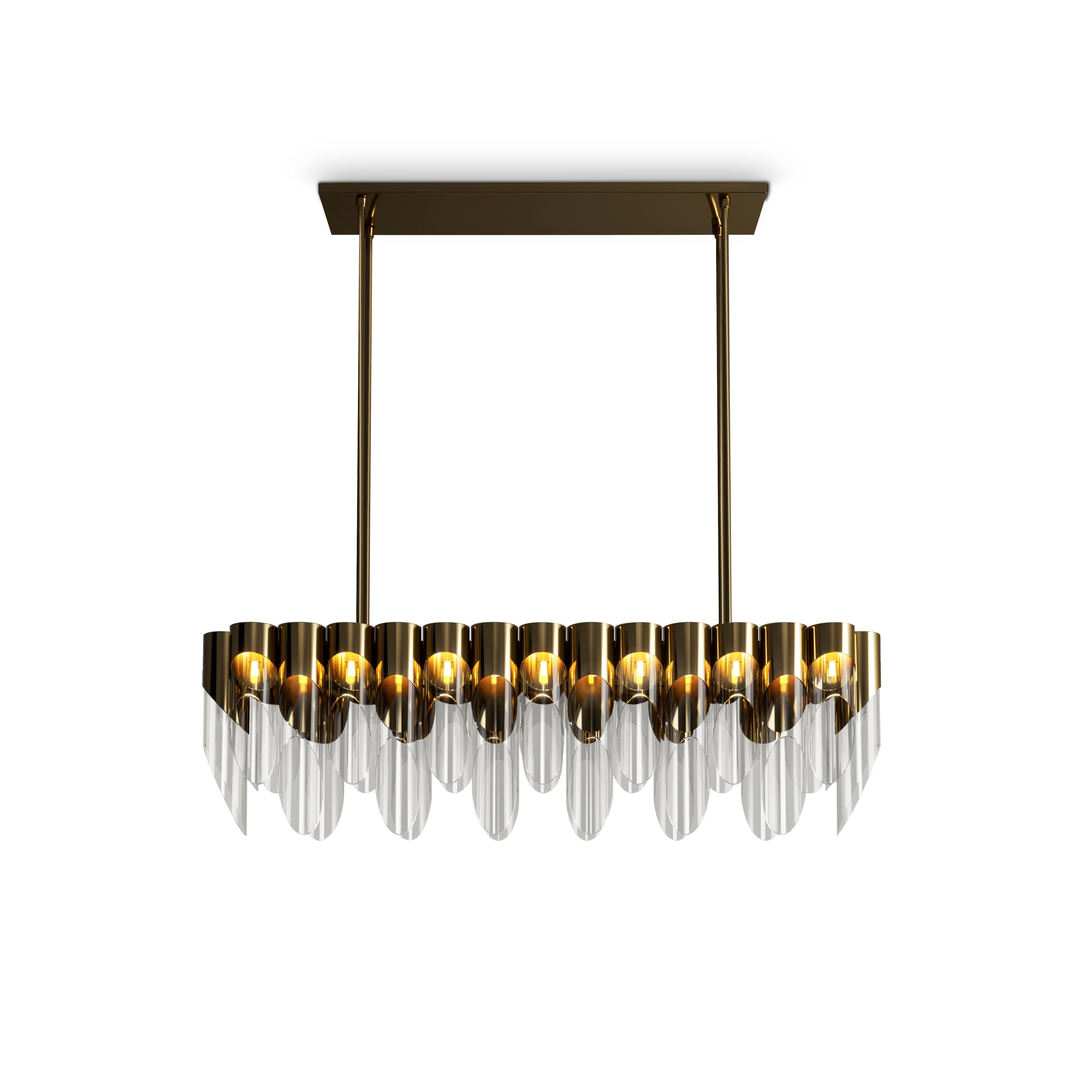 Portuguese 21st Century Bamboo III Suspension Lamp Brass Glass  by Creativemary For Sale