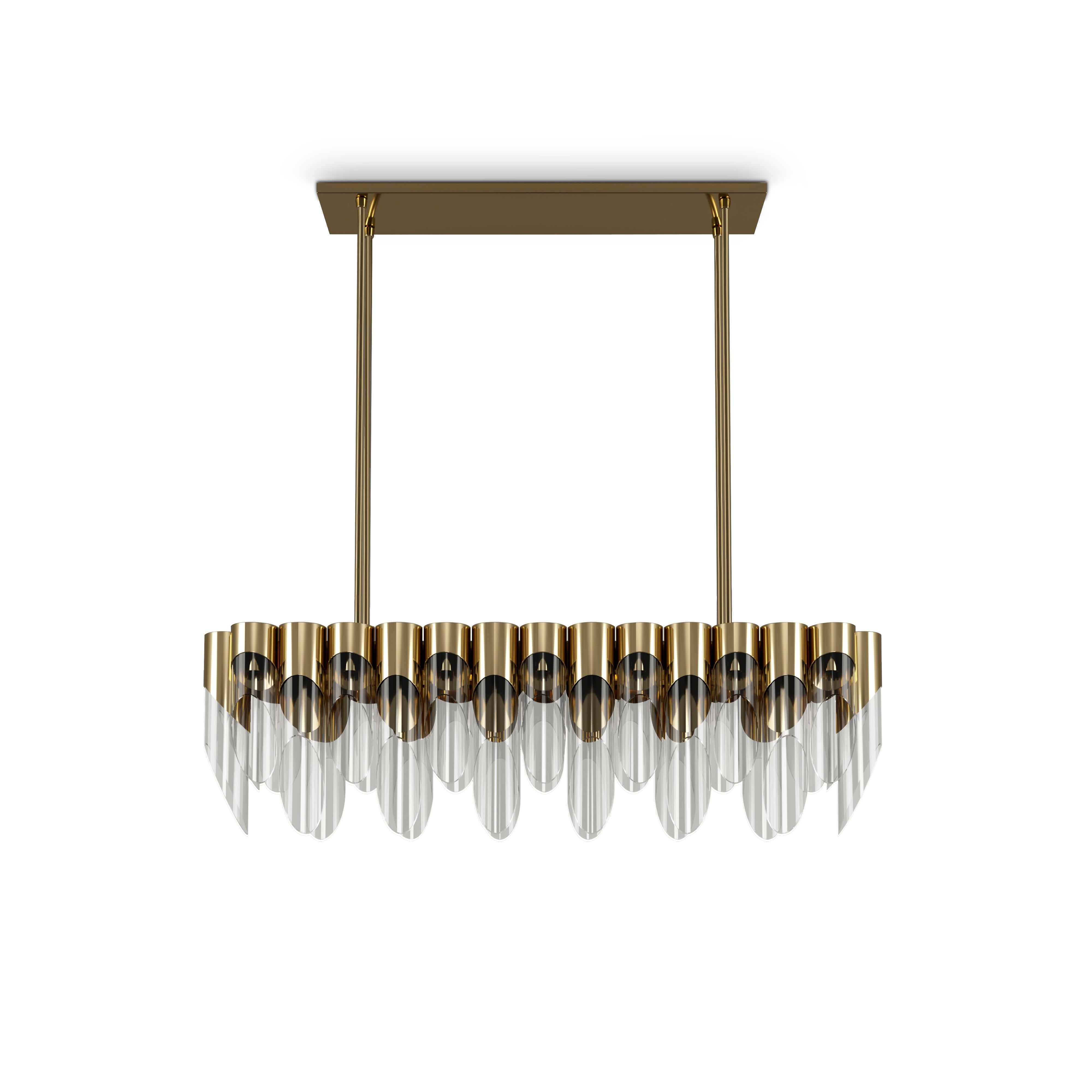 21st Century Bamboo III Suspension Lamp Brass Glass  by Creativemary In New Condition For Sale In RIO TINTO, PT