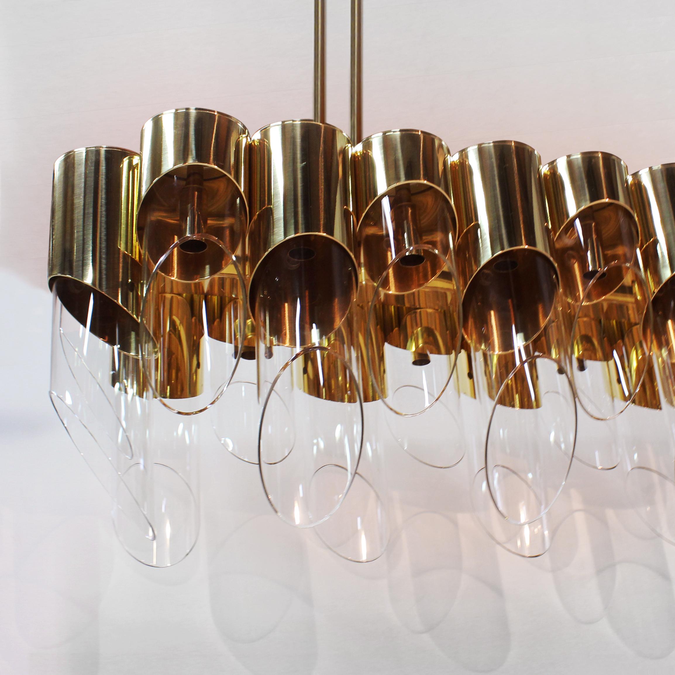 21st Century Bamboo III Suspension Lamp Brass Glass  by Creativemary For Sale 2