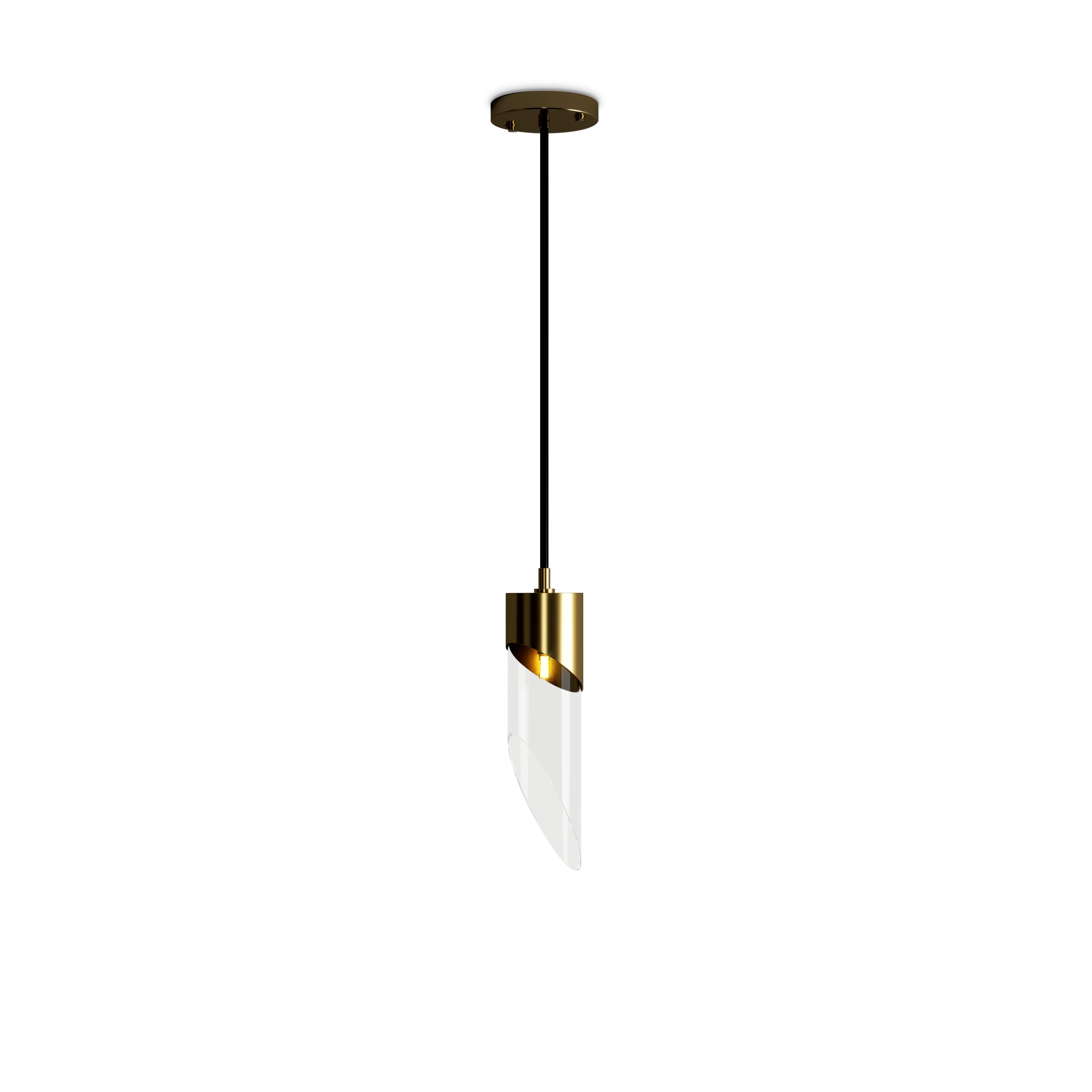 21st Century Bamboo Pendant Lamp Brass Glass  by Creativemary For Sale 1