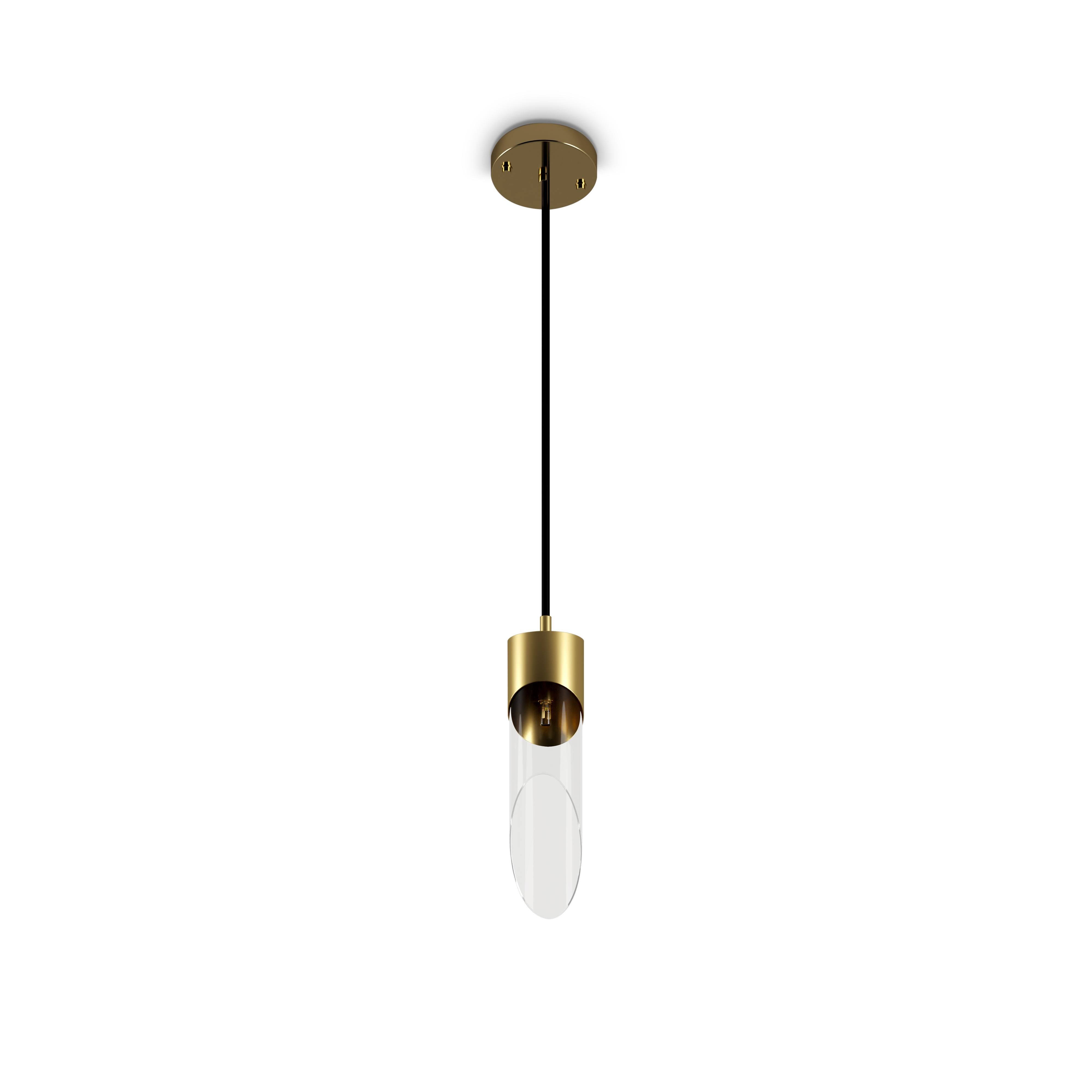21st Century Bamboo Pendant Lamp Brass Glass  by Creativemary For Sale 2