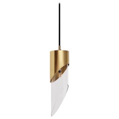 21st Century Bamboo Pendant Lamp Brass Glass  by Creativemary
