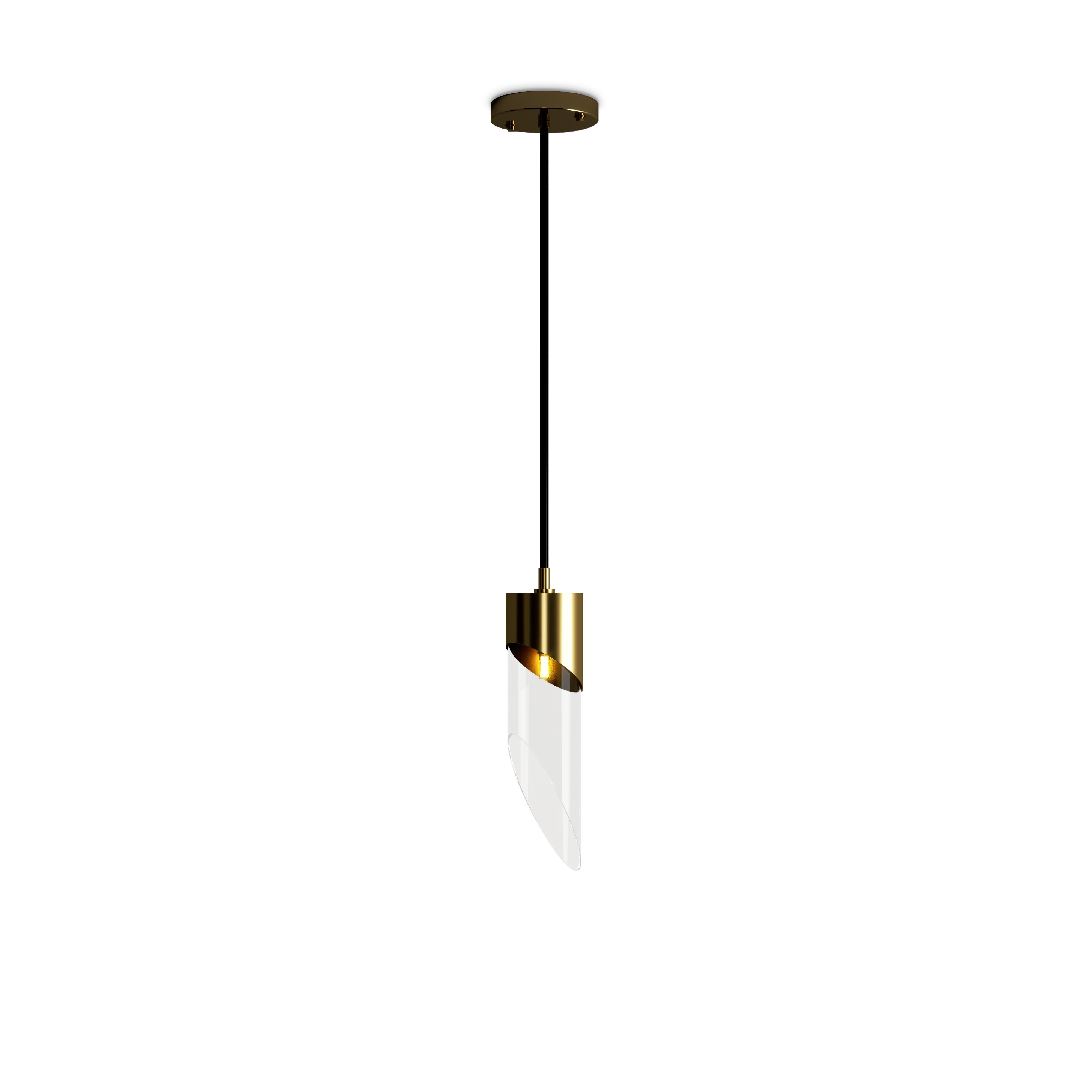 Lampada a sospensione in bambù del XXI secolo in ottone e vetro Made in Portugal di Creativemary in vendita 2