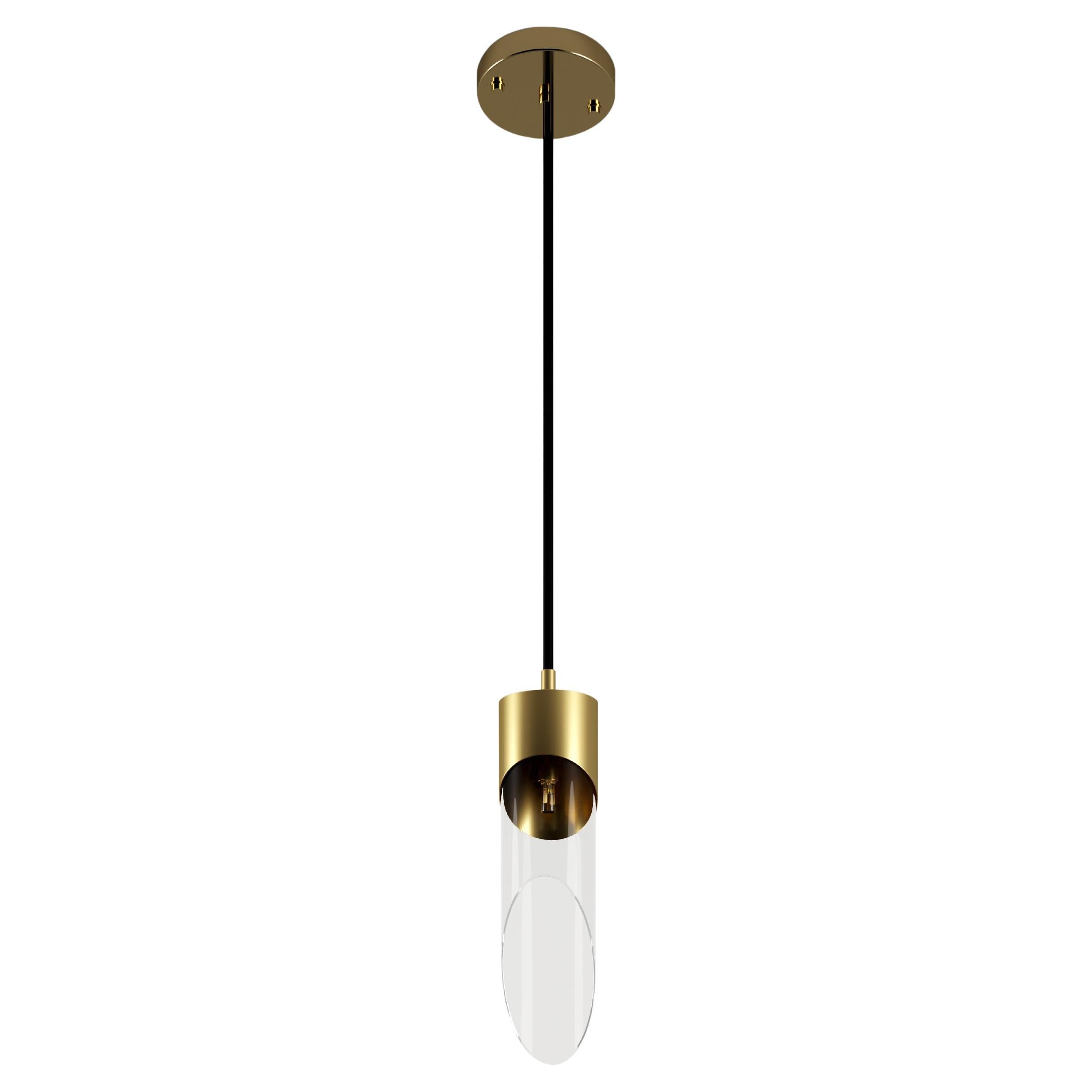 Lampada a sospensione in bambù del XXI secolo in ottone e vetro Made in Portugal di Creativemary