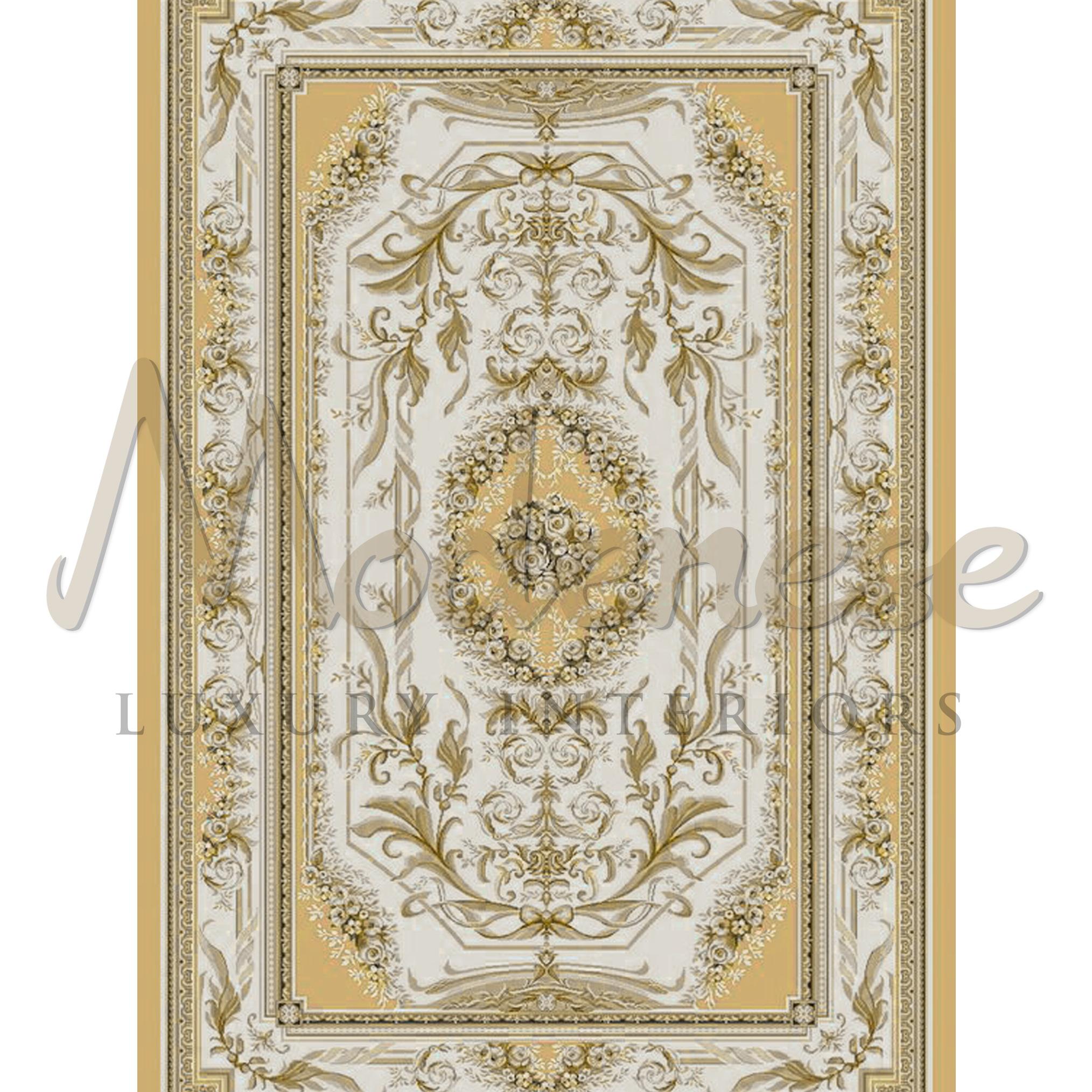 Malayer 21st Century Bamboo Silk Handbraided Rug by Modenese Interiors, Gold & White For Sale