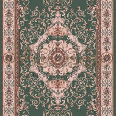 21st Century Bamboo Silk Handbraided Rug by Modenese Interiors, Pink, Emerald