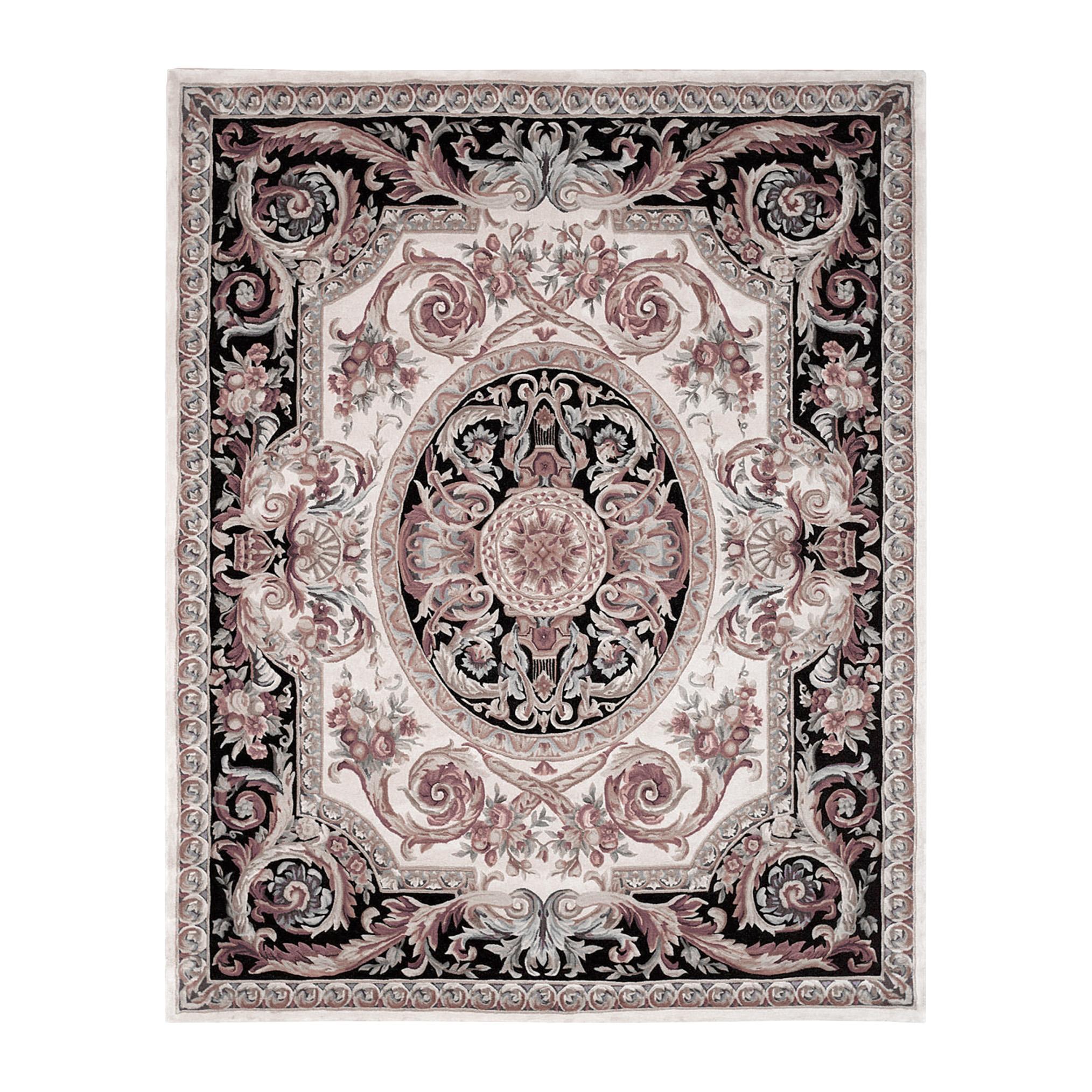 Hand-Knotted 21st Century Bamboo Silk Handbraided Rug by Modenese Interiors, White, Black For Sale