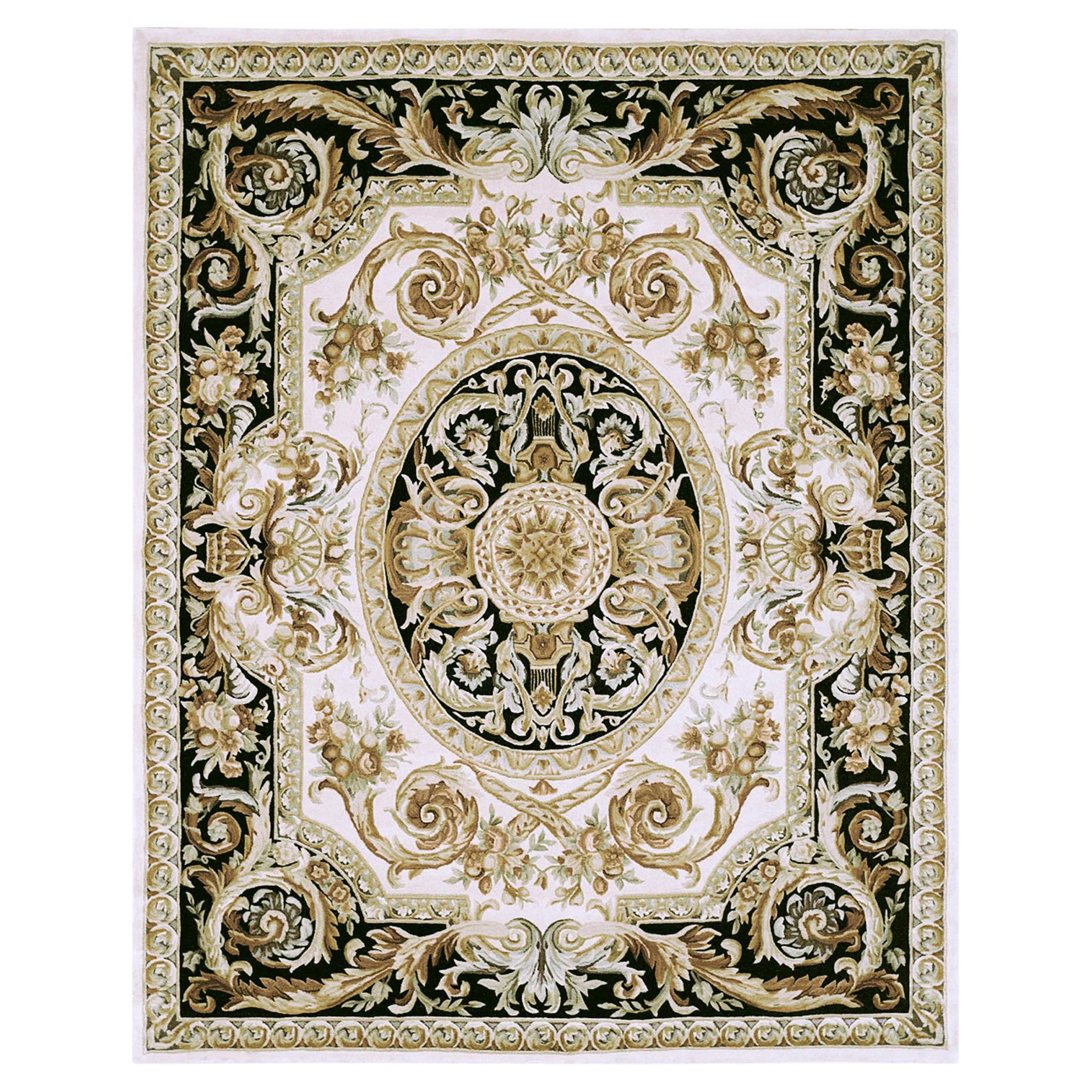 Bambusseide-Handgewebter Teppich des 21. Jahrhunderts von Modenese Interiors, weiß, schwarz