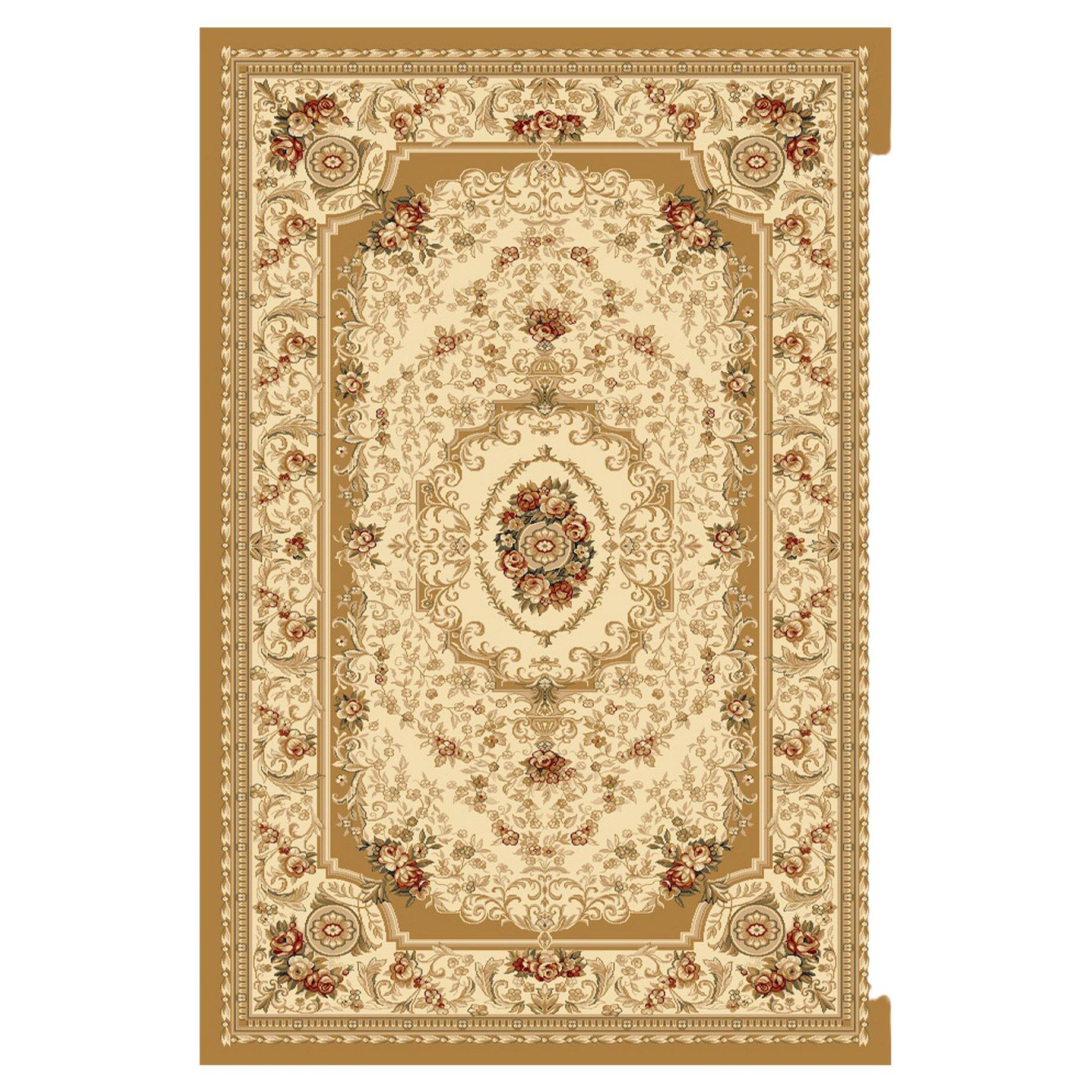 Wunderschöner handgeknüpfter Teppich im persischen Stil, Maßanfertigung von Modenese Gastone Luxury Interiors, die beste Qualität der Fasern garantiert. Kräftige weiße Randstreifen mit Rosenmuster ergeben eine angenehme, hochwertige und weiche
