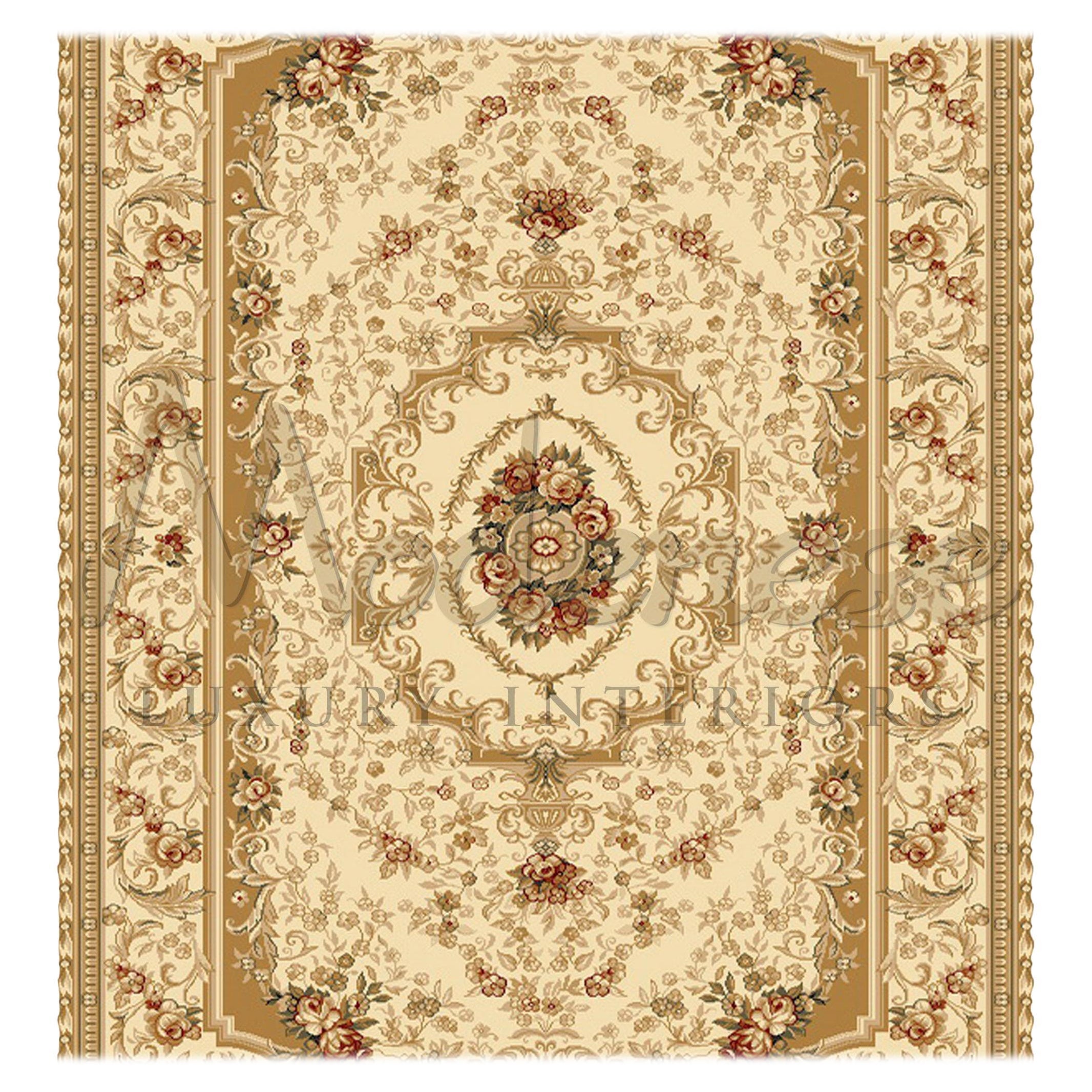 Tapis noué à la main en soie de bambou du 21e siècle, or, beige